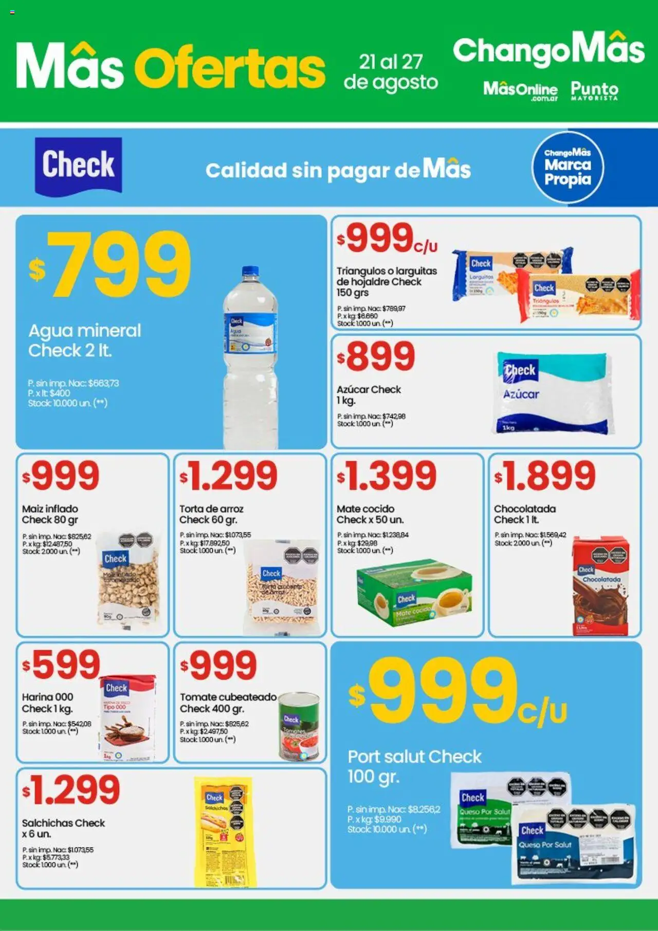Punto Mayorista catálogo │ válido desde el 21.08.2025 | Página: 5 | Productos: Harina, Agua, Torta, Chocolatada