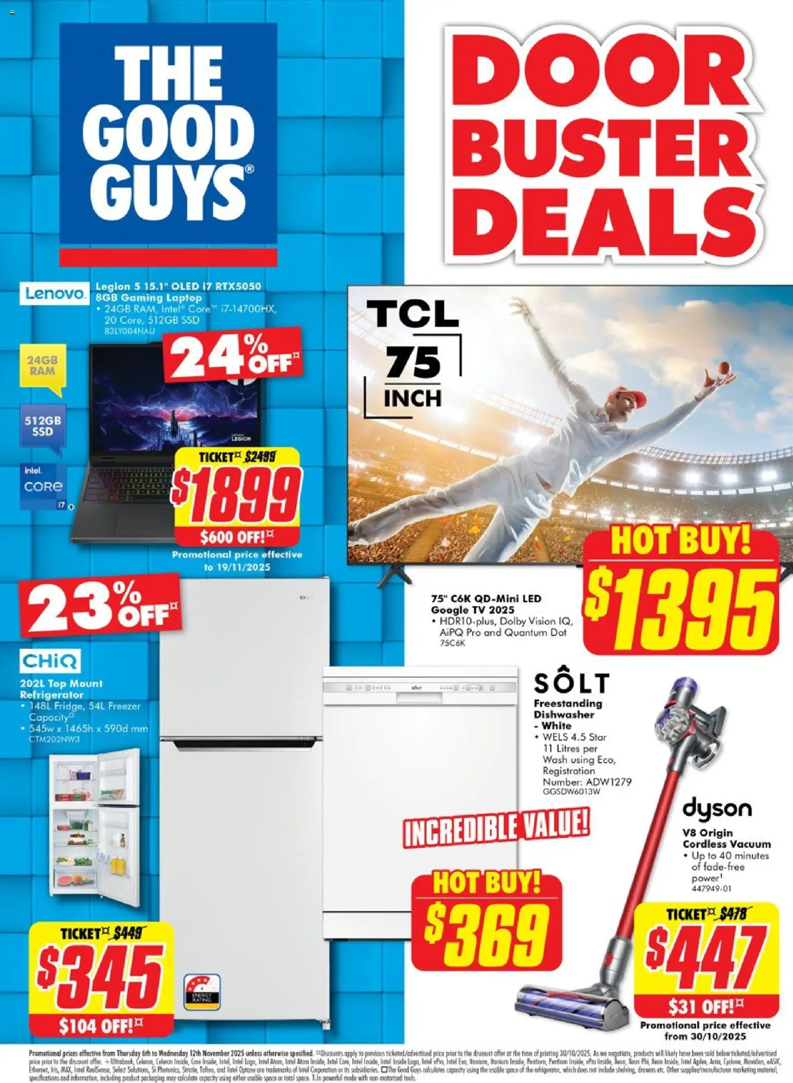 The Good Guys catalogue - valid from 05.11.2025 | Page: 1 | Products: Door, Laptop, Freezer, Tools
