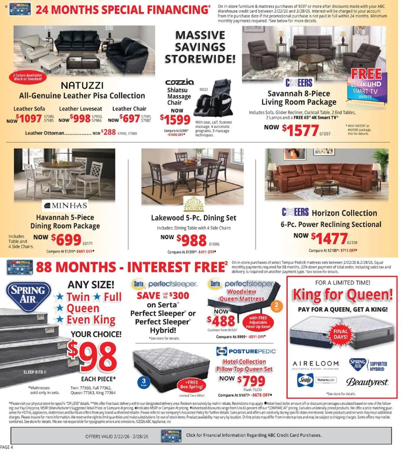 ABC Warehouse Weekly Ad - valid from 22.02.2026 | Page: 4 | Products: Pillow, Box, Cushion, Tv