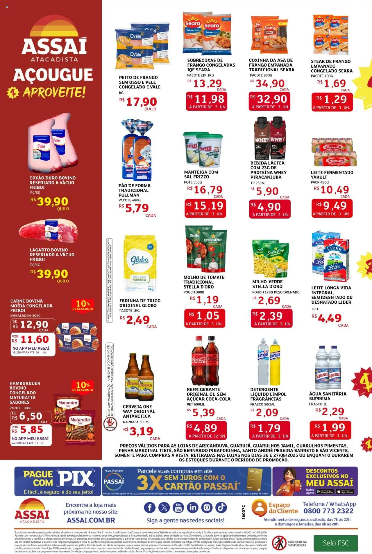 Assaí Atacadista Folheto - válido de 26.08.2025 | Página: 2 | Produtos: Cerveja, Pão de forma, Refrigerante, Água sanitária