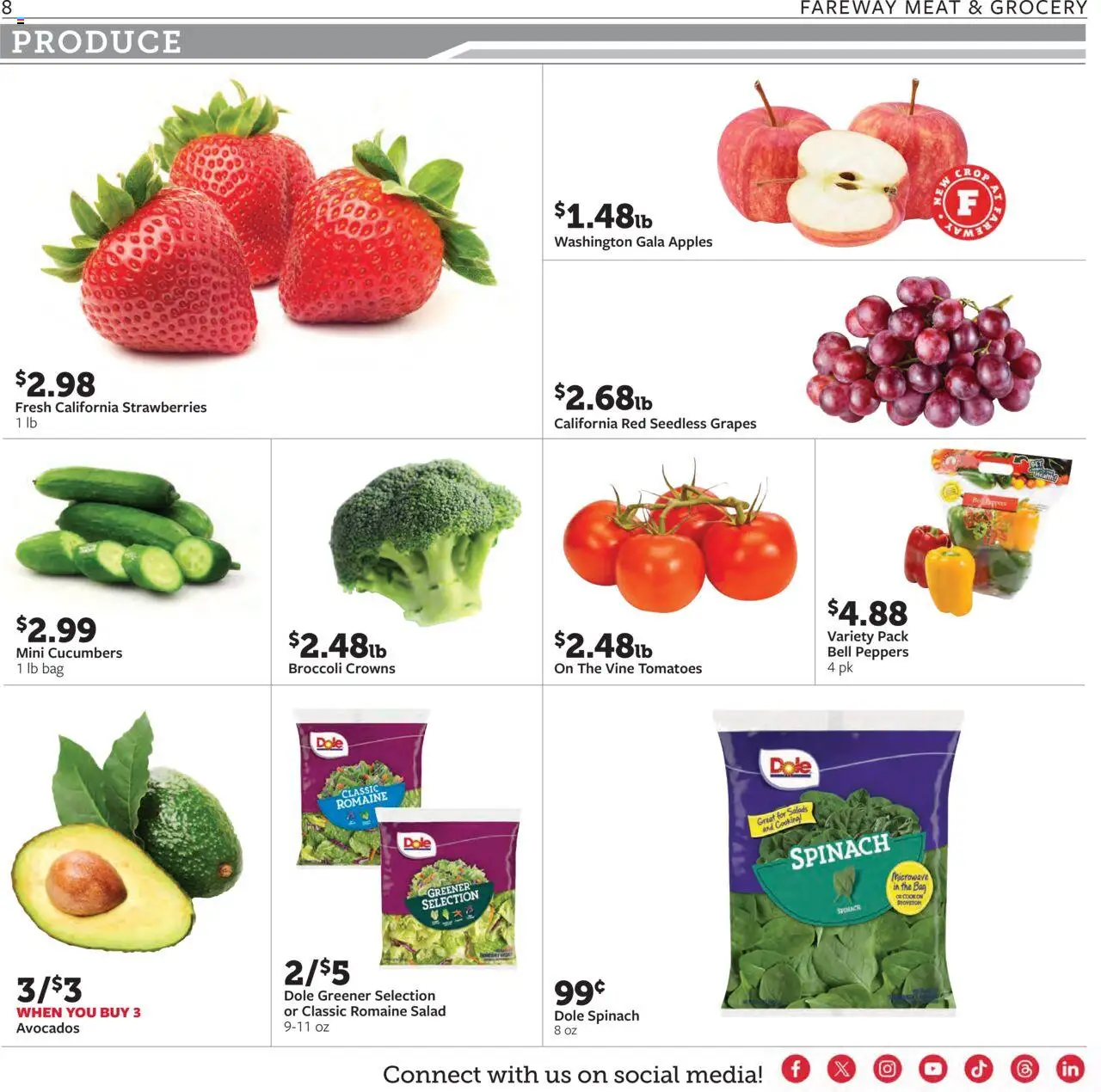 Fareway Weekly Ad - valid from 18.08.2025 | Page: 8 | Products: Broccoli, Microwave, Apples, Grapes