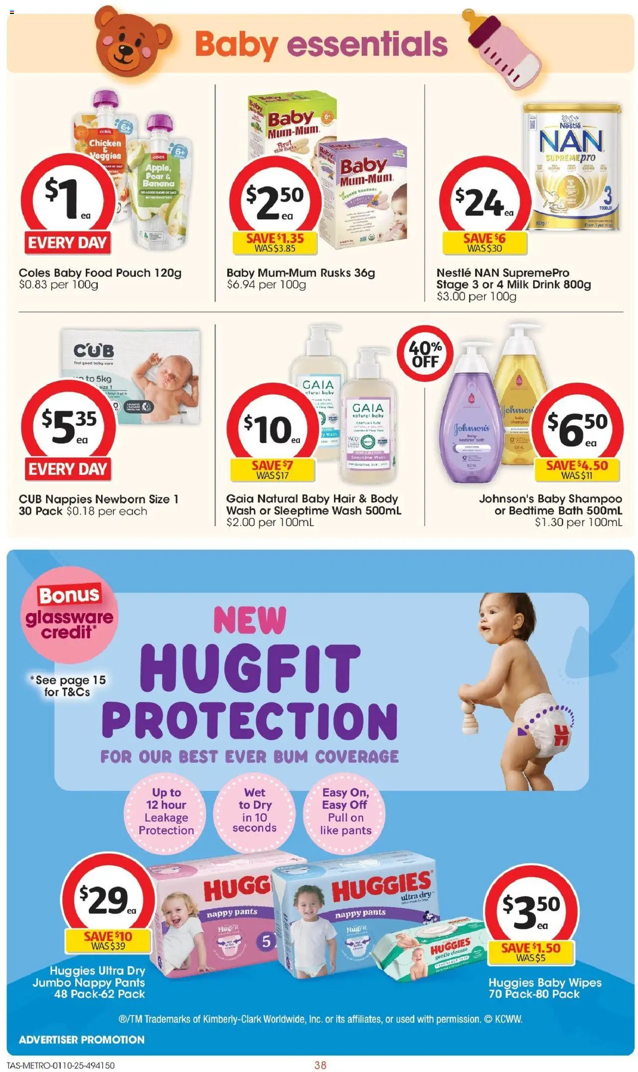 Coles catalogue - valid from 01.10.2025 | Page: 38 | Products: Glassware, Nappies, Pants, Pear