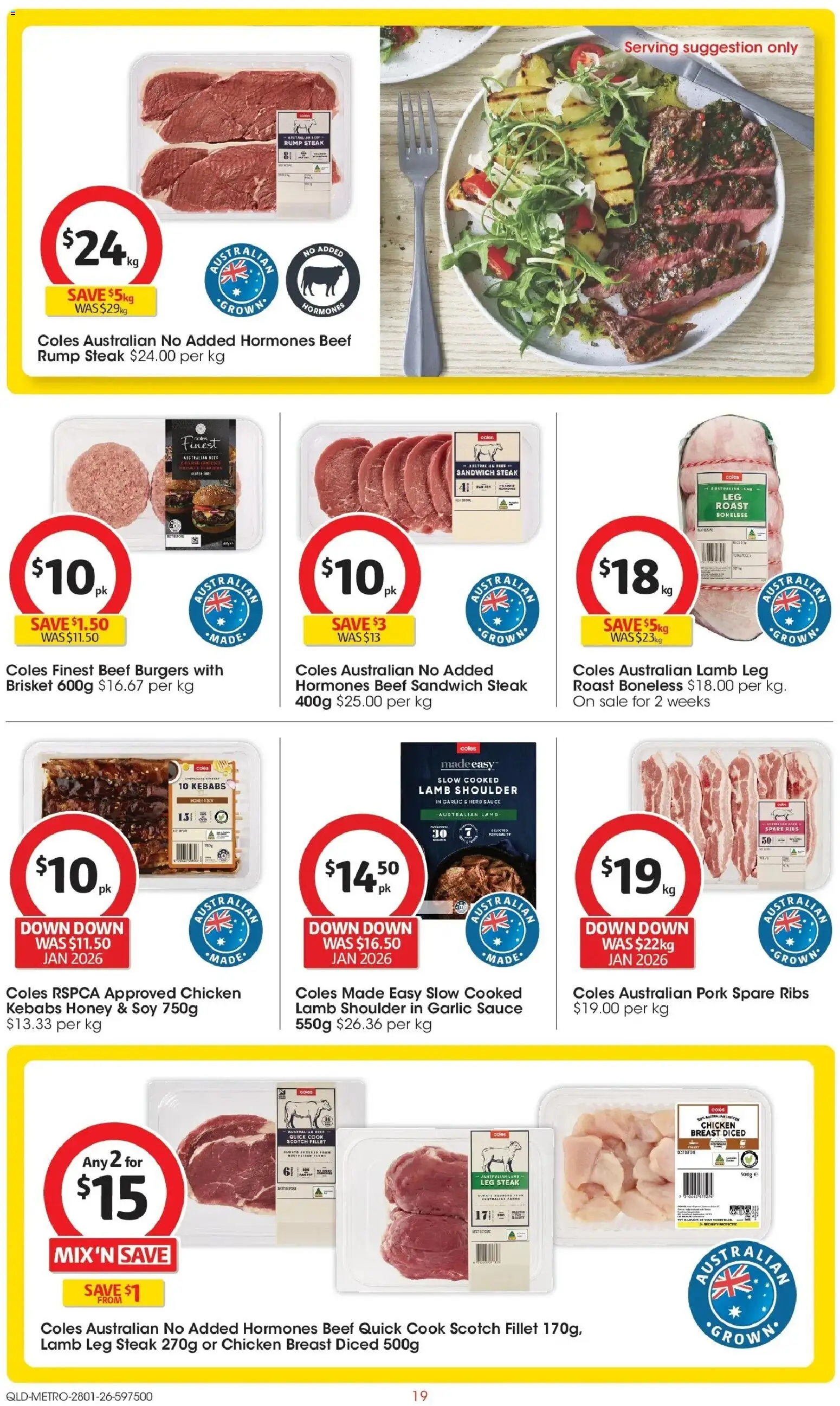 Coles catalogue - valid from 28.01.2026 | Page: 19 | Products: Chicken, Pork, Steak, Garlic