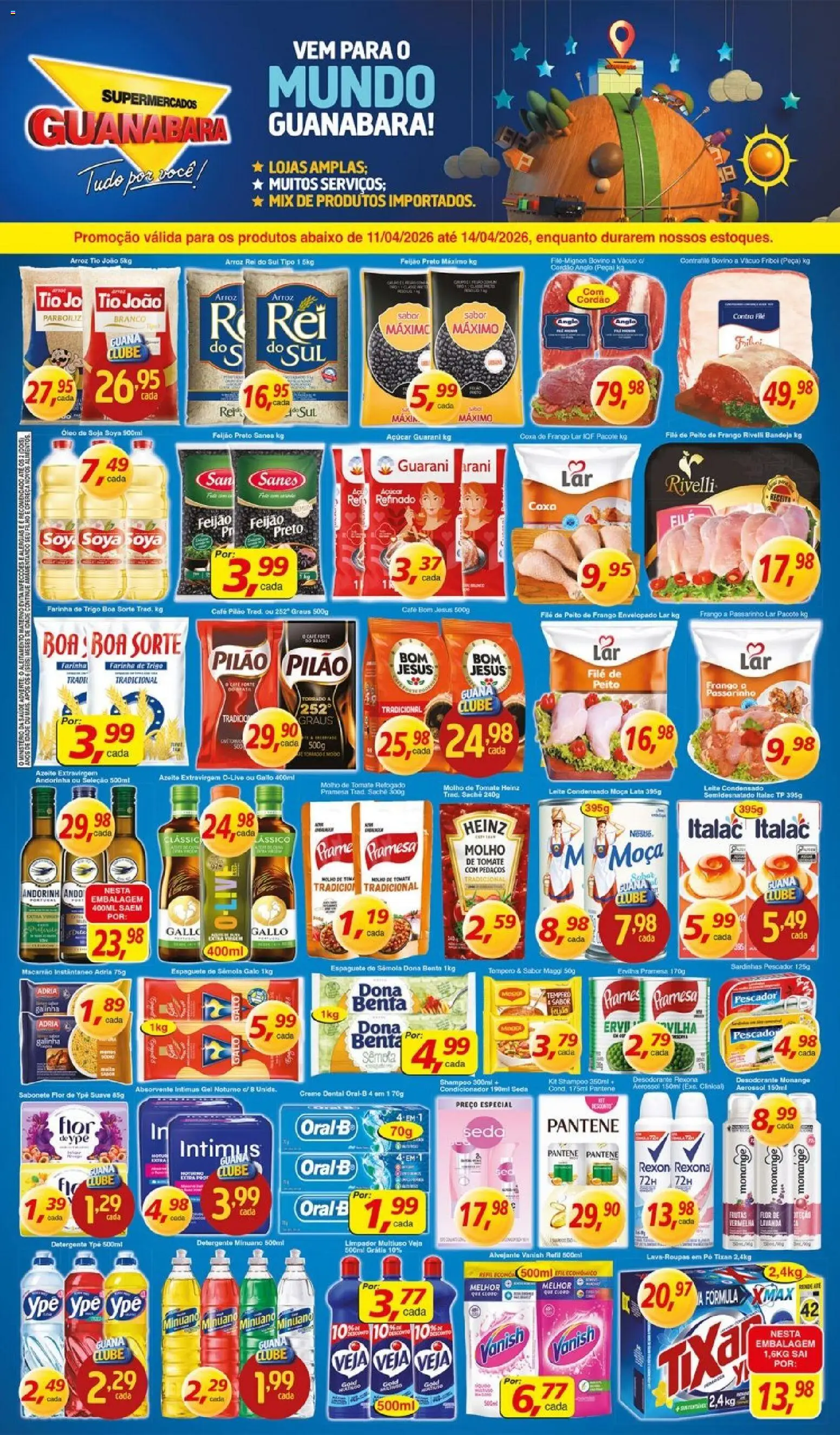 Supermercados Guanabara Folheto - válido de 11.04.2026 | Página: 1 | Produtos: Ervilha, Desodorante, Óleo, Pá