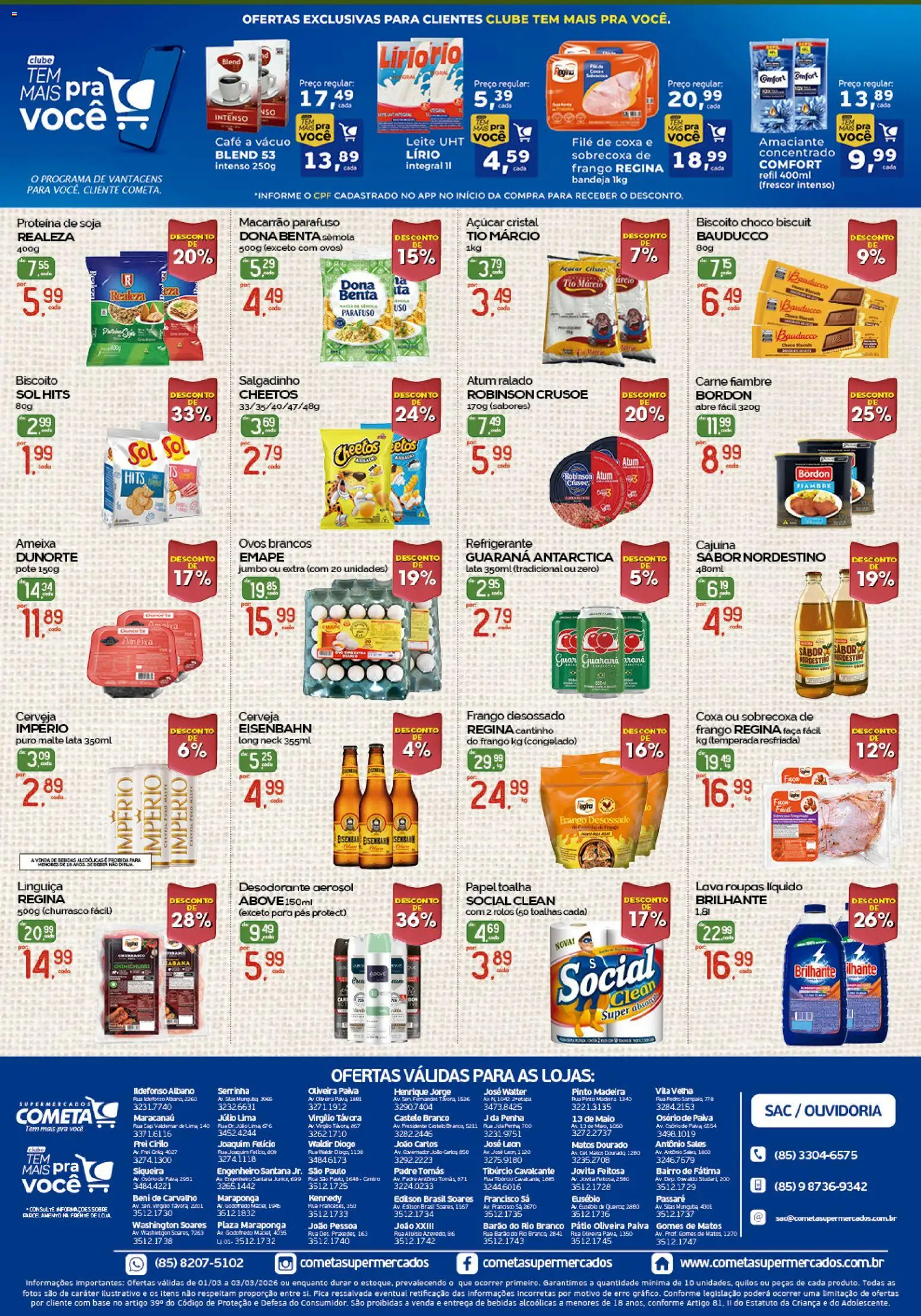 Cometa Supermercados Folheto - válido de 01.03.2026 | Página: 2 | Produtos: Biscoito, Faca, Roupas, Amaciante