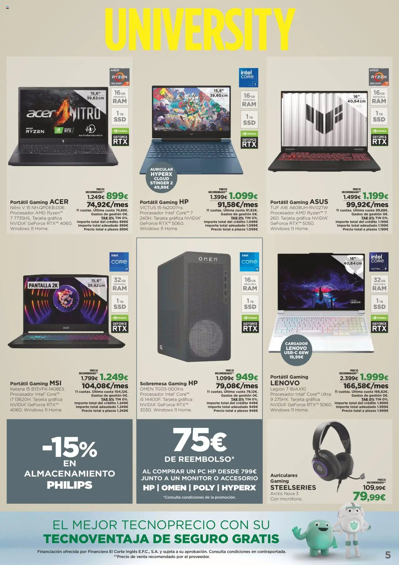 Nuevas ofertas de El Corte Inglés válidas en toda la República Mexicana desde el 22.09.2025. ¡Encuentra las mejores ofertas en El Corte Inglés - Catálogo University! | Página: 5 | Productos: Monitor, Cargador