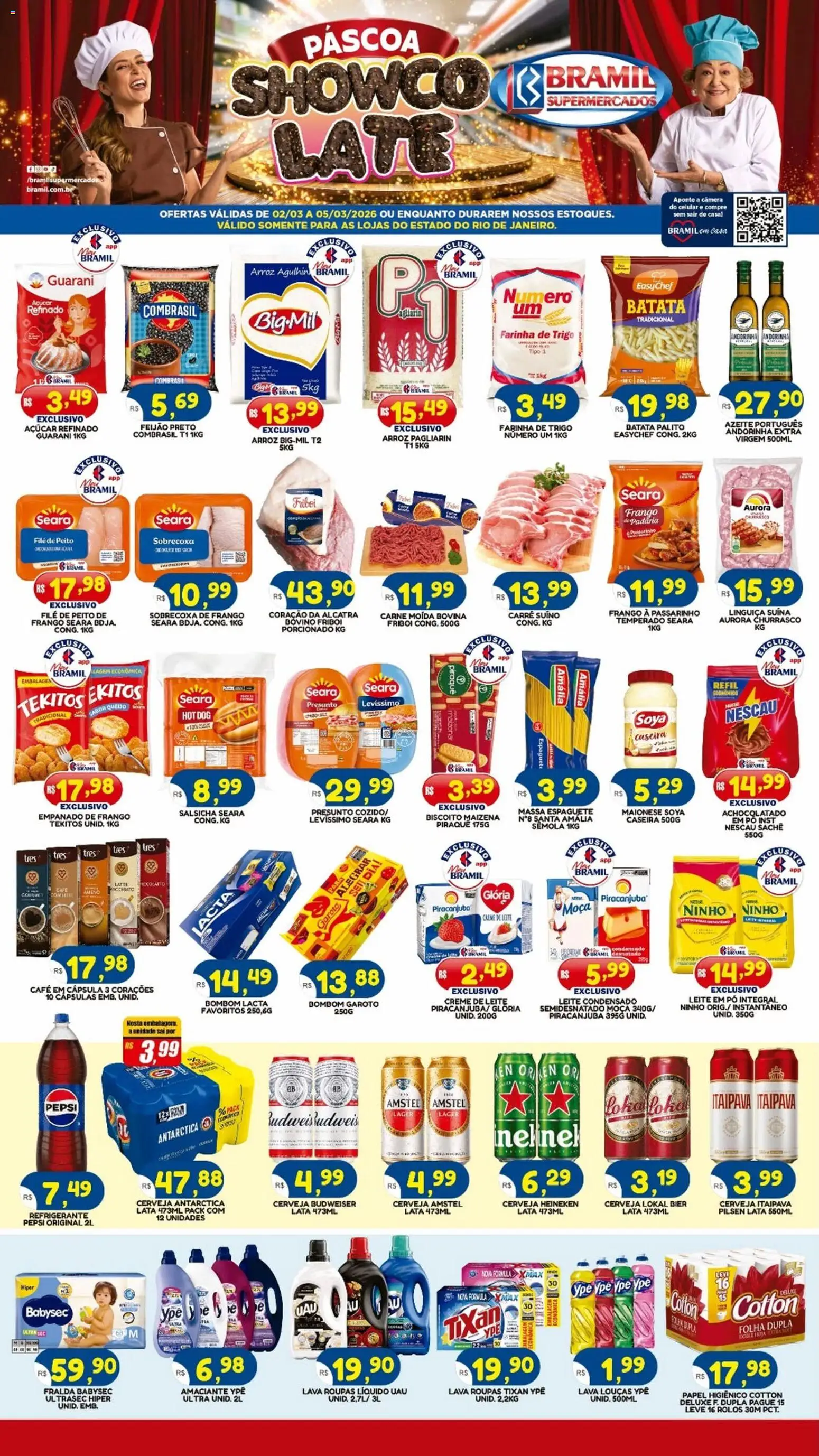 Bramil Supermercados Folheto - válido de 02.03.2026 | Página: 1 | Produtos: Espaguete, Celular, Salsicha, Roupas