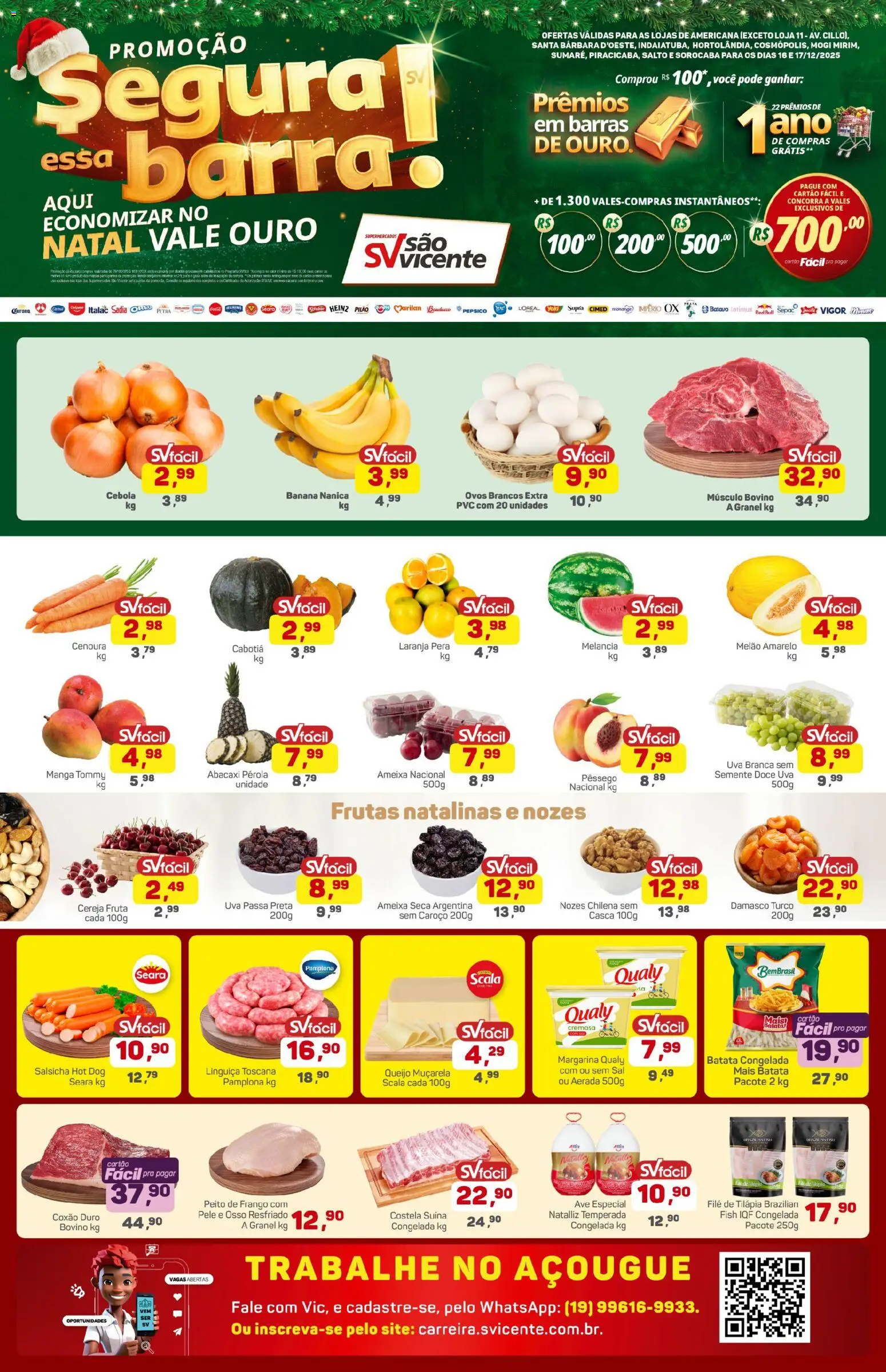 Supermercados São Vicente Folheto - válido de 16.12.2025 | Página: 1 | Produtos: Muçarela, Frango, Uva passa, Ameixa