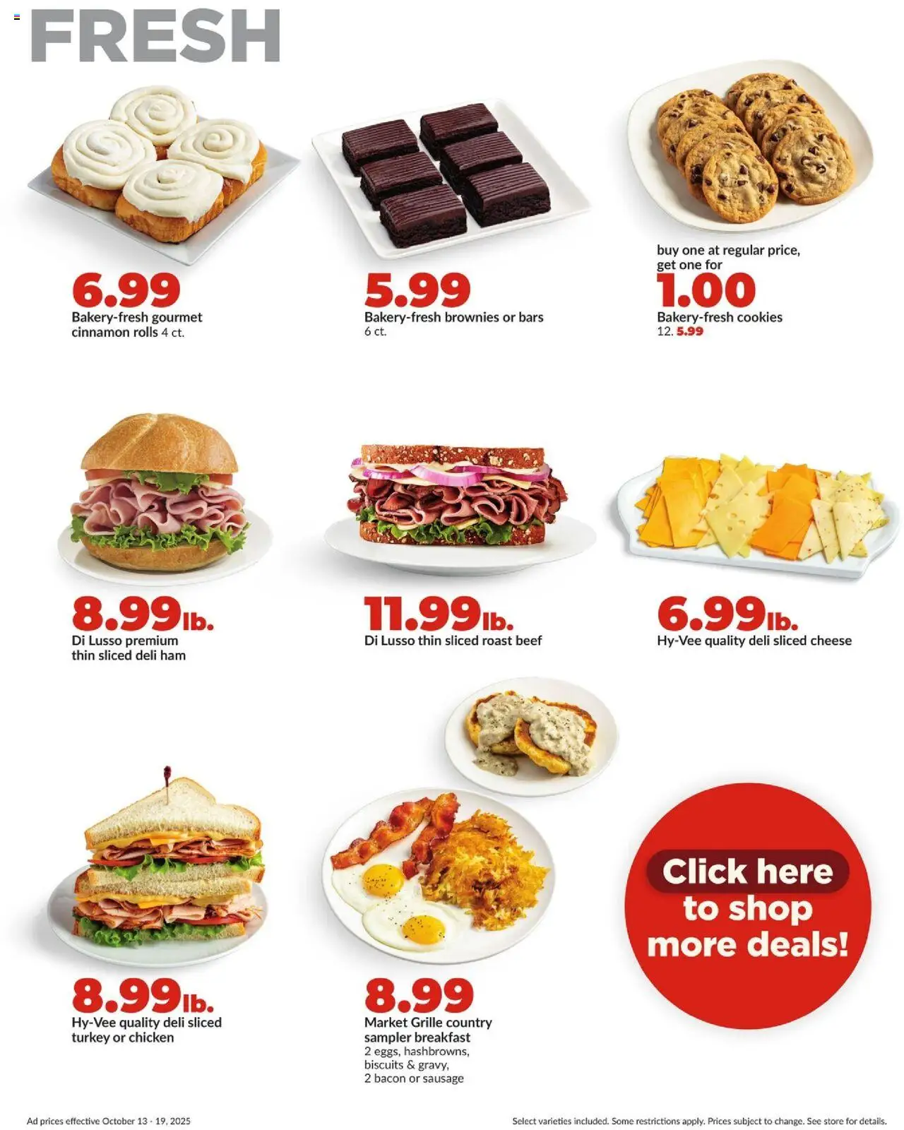 HyVee Weekly Ad - valid from 13.10.2025 | Page: 14 | Products: Cheese, Beef, Cookies, Sausage