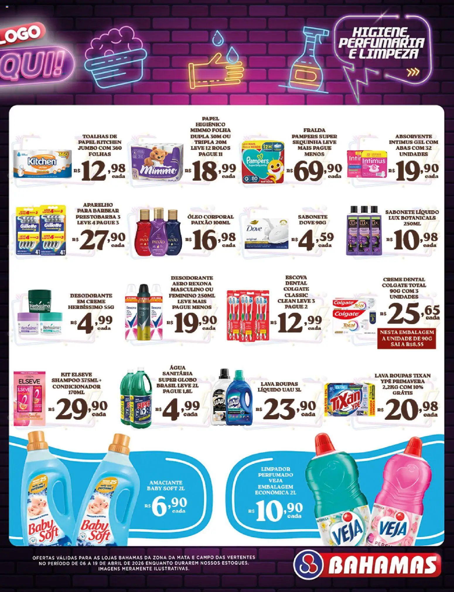 Bahamas Supermercados Folheto - válido de 06.04.2026 | Página: 11 | Produtos: Shampoo, Escova, Óleo, Papel higiênico