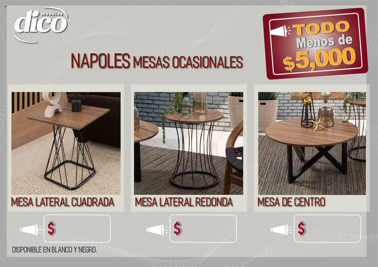 Nuevas ofertas de Muebles Dico válidas en toda la República Mexicana desde el 09.04.2026. ¡Encuentra las mejores ofertas en Muebles Dico catálogo Todo menos de 5000 Pacifico! | Página: 32 | Productos: Mesa de centro, Mesa