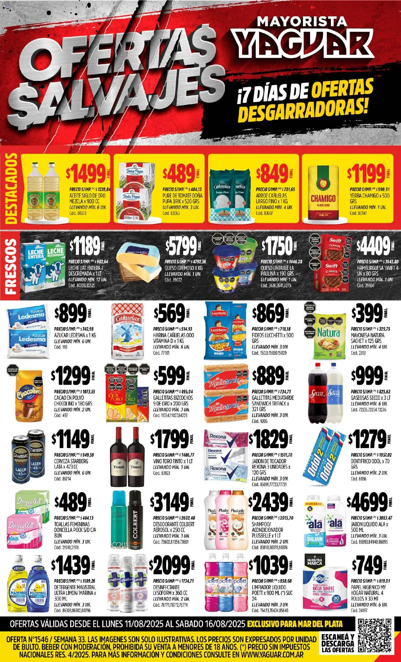 Yaguar - Mar del Plata │ válido desde el 11.08.2025 | Página: 1 | Productos: Acondicionador, Desodorante, Leche, Pure de Tomate
