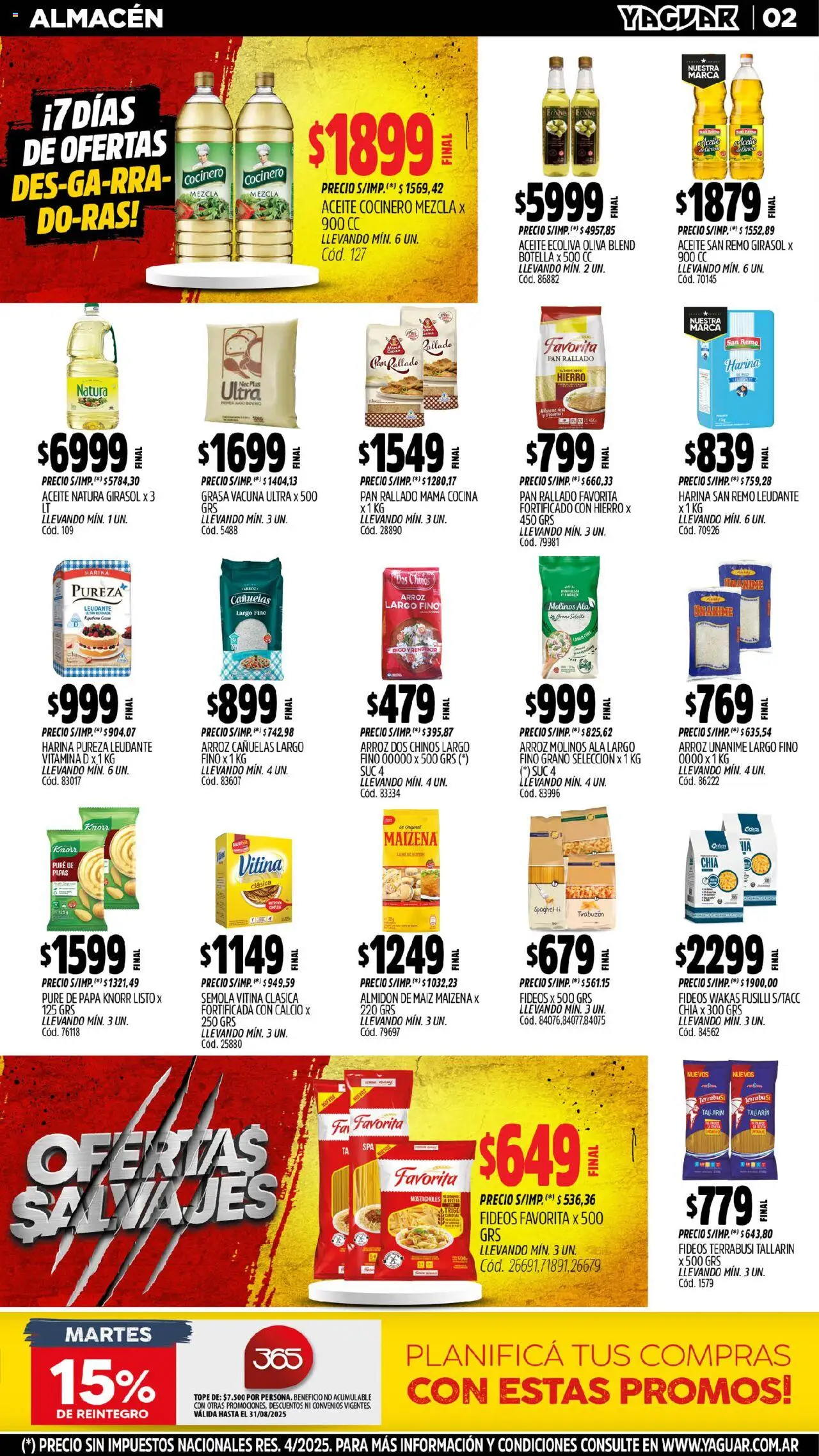 Yaguar - Trelew │ válido desde el 04.08.2025 | Página: 2 | Productos: Harina, Maiz, Arroz, Pan rallado