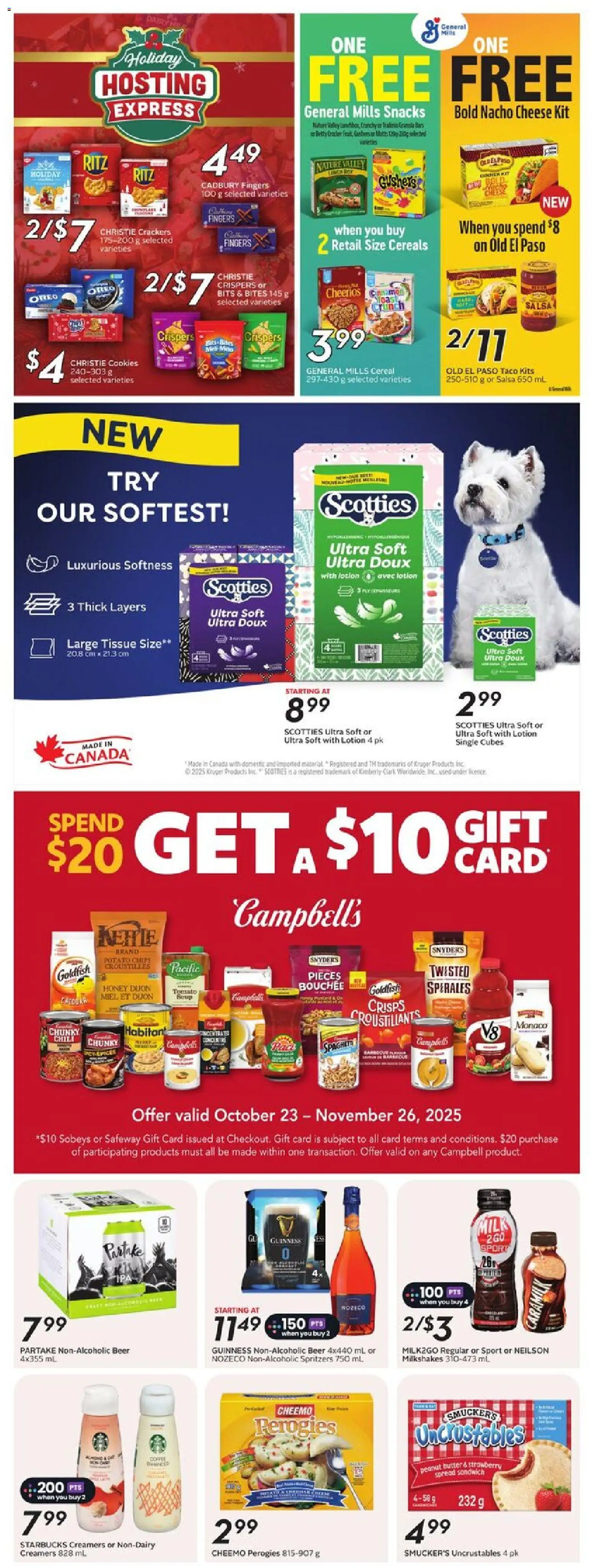 Sobeys flyer valid from 23.10.2025 | Page: 23 | Products: Cereals, Chips, Milk, Cheese
