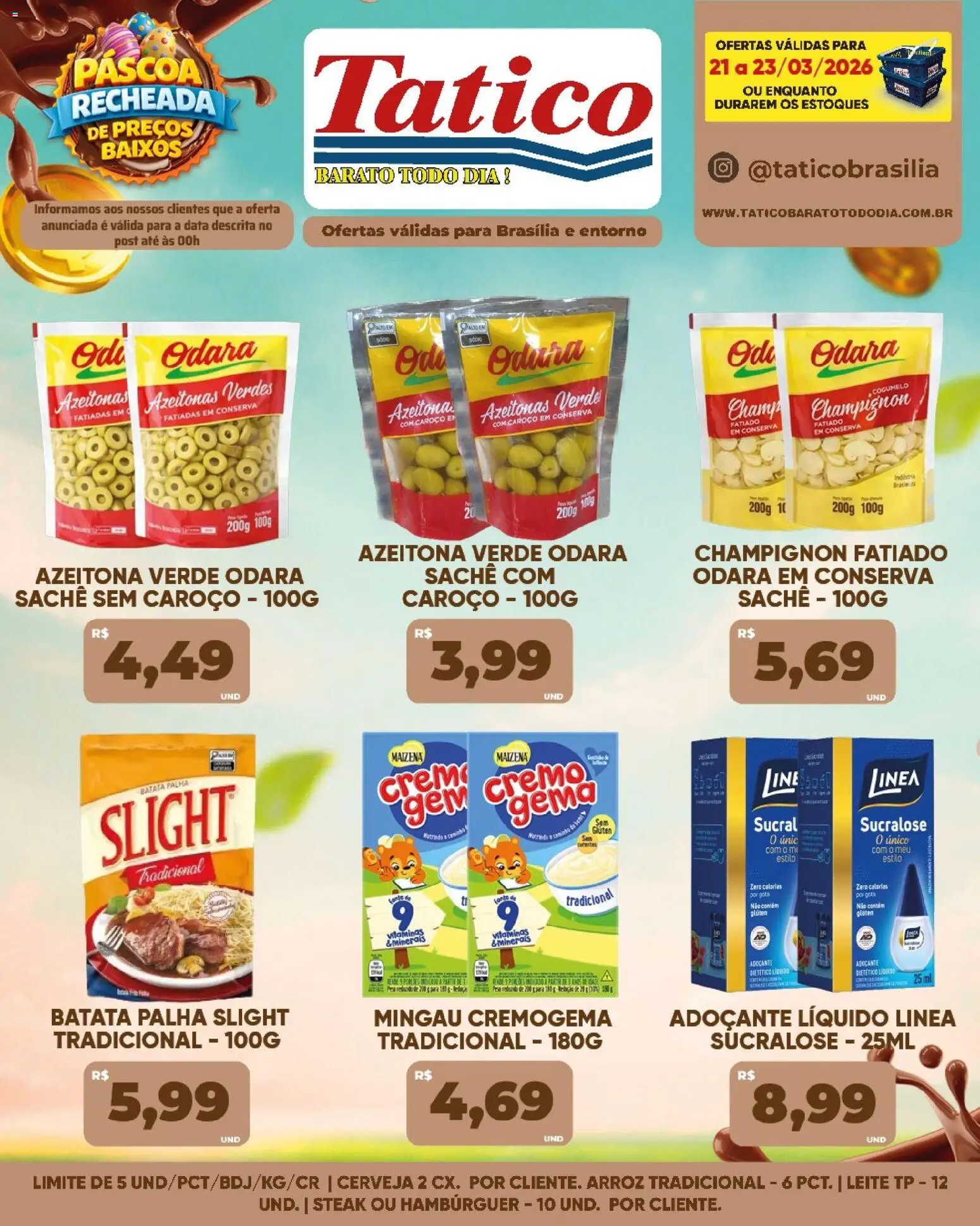 Tatico Folheto - válido de 21.03.2026 | Página: 6 | Produtos: Azeitonas, Leite, Hambúrguer, Champignon