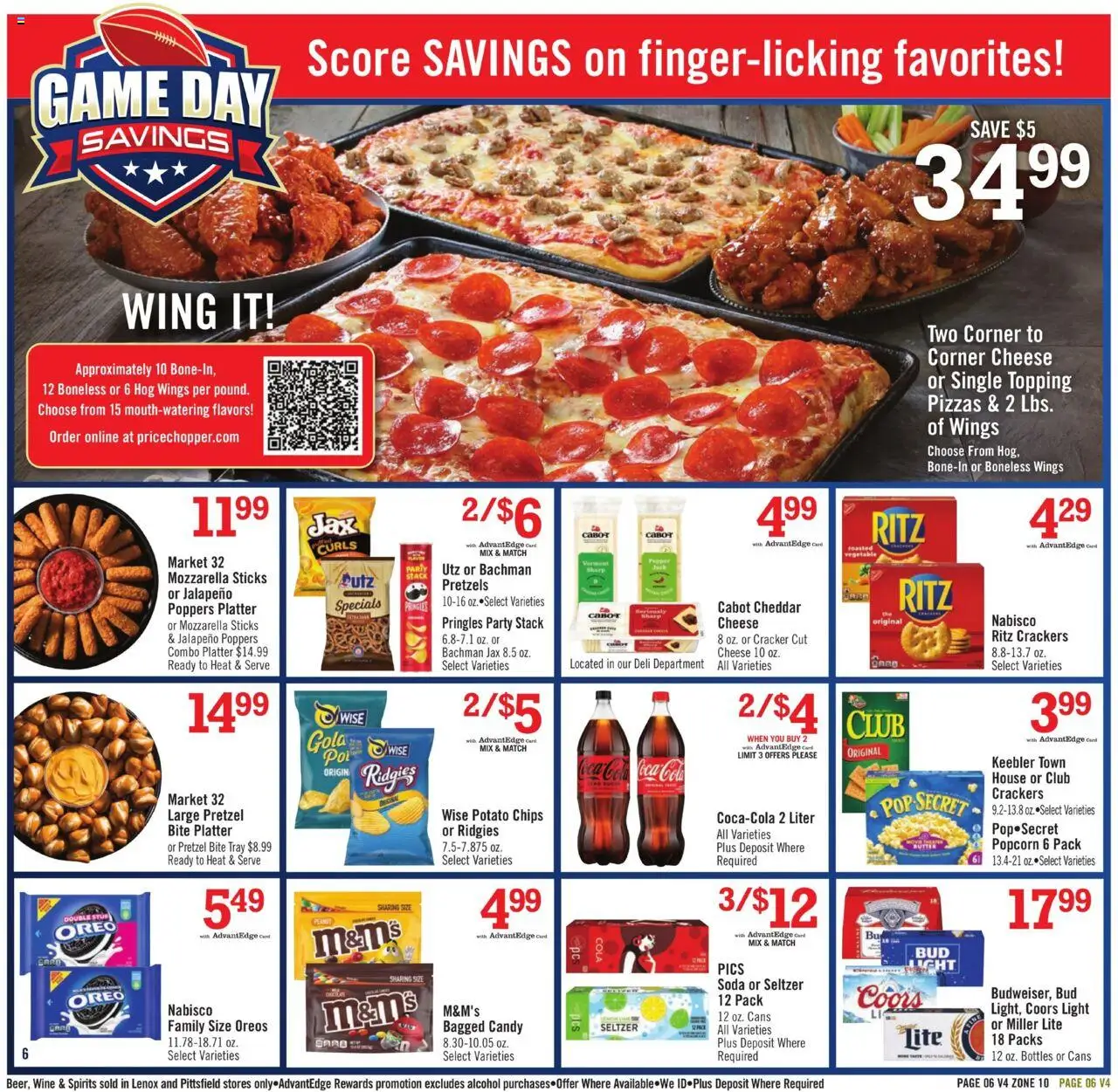 Price Chopper Weekly Ad - valid from 07.09.2025 | Page: 6 | Products: Cheese, Wine, Chips, Game