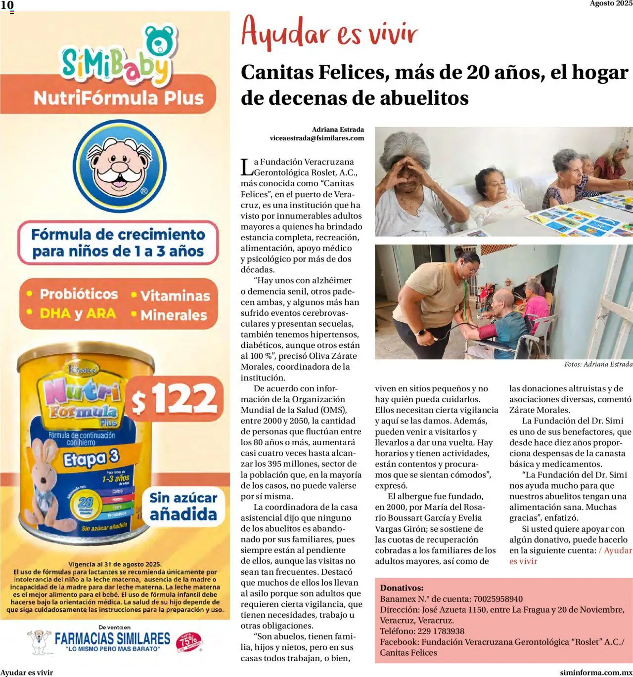 Nuevas ofertas de Farmacias Similares válidas en toda la República Mexicana desde el 15.08.2025. ¡Encuentra las mejores ofertas en Farmacias Similares - Catálogo Siminforma! | Página: 10 | Productos: Leche, Vitaminas, Canasta, Teléfono