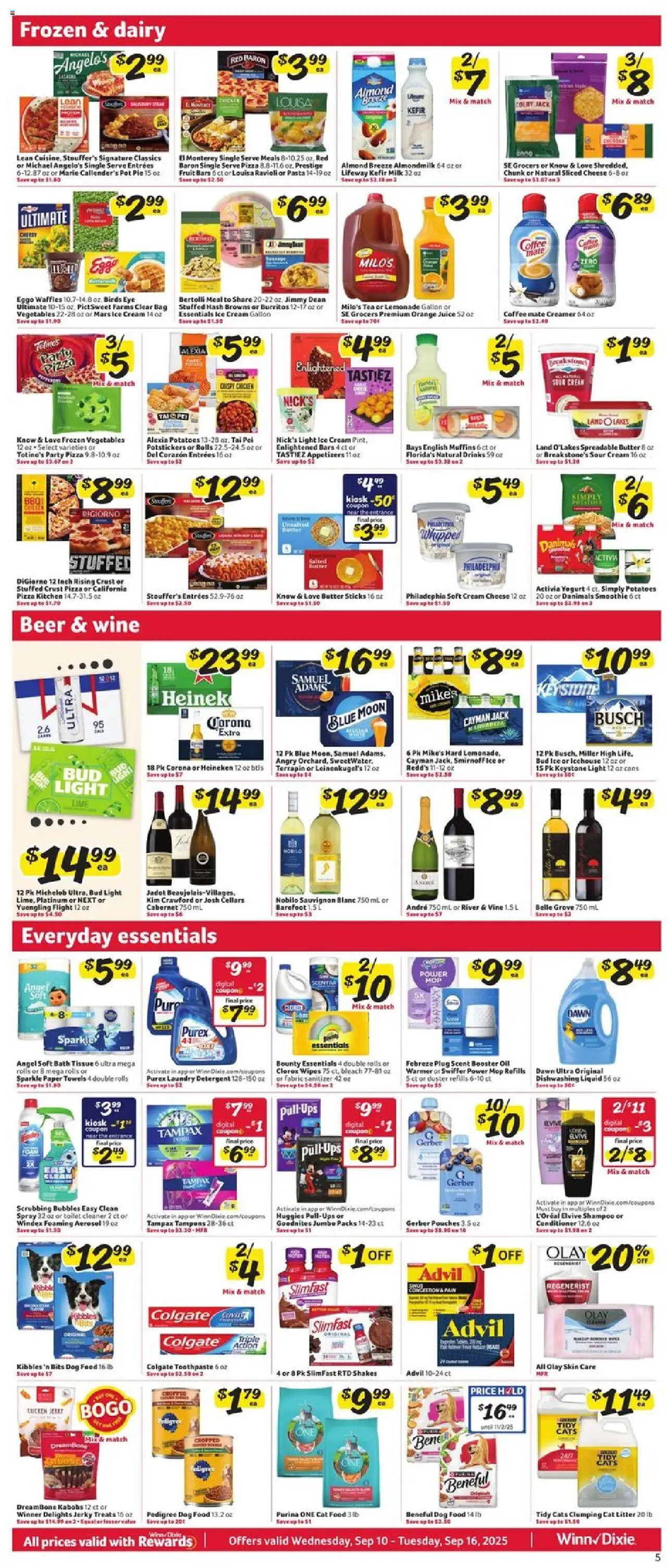 Winn Dixie Weekly Ad - valid from 10.09.2025 | Page: 7 | Products: Bath, Butter, Cheese, Beer