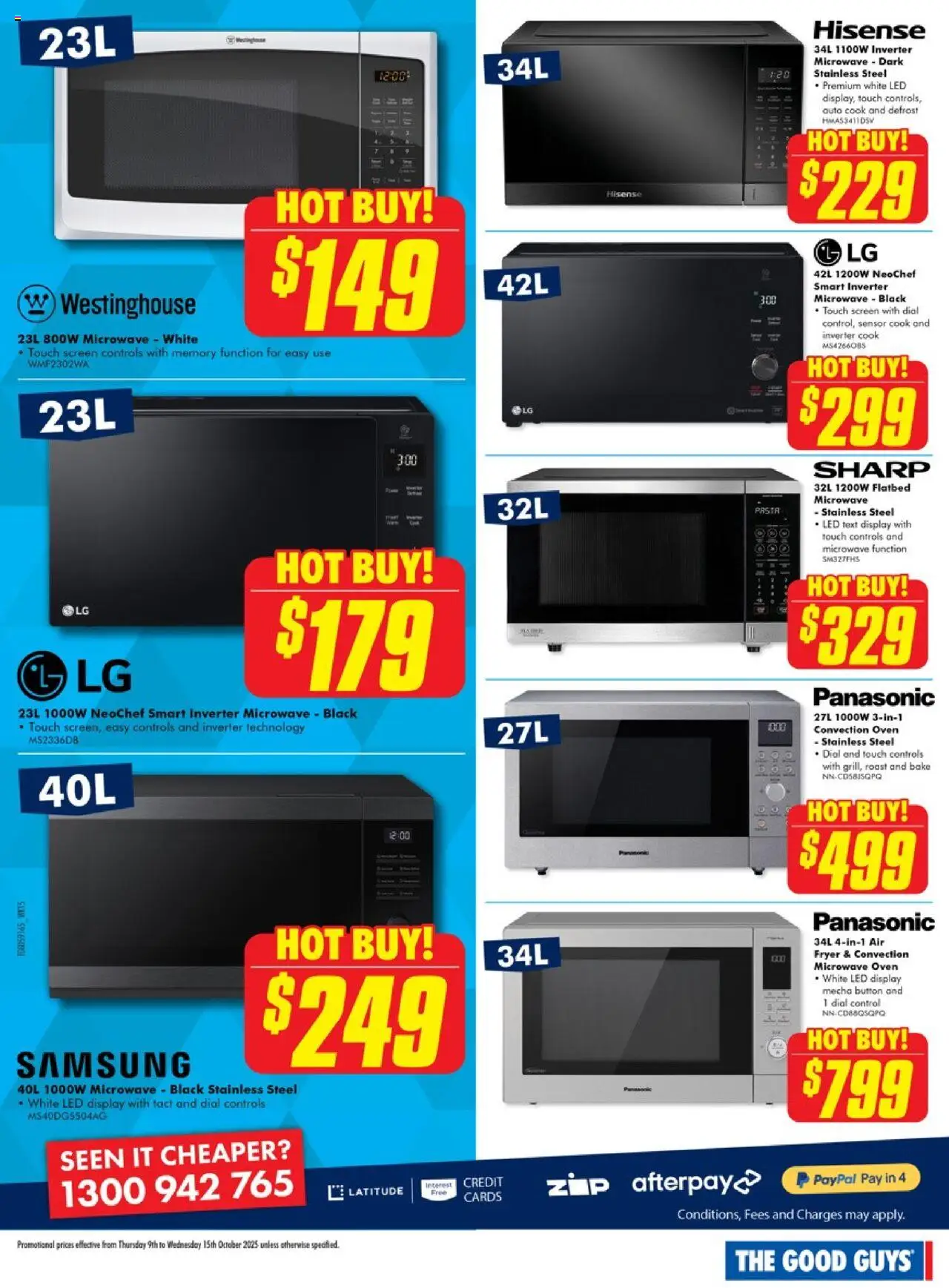 The Good Guys catalogue - valid from 08.10.2025 | Page: 10 | Products: Pasta, Oven, Microwave, Screen