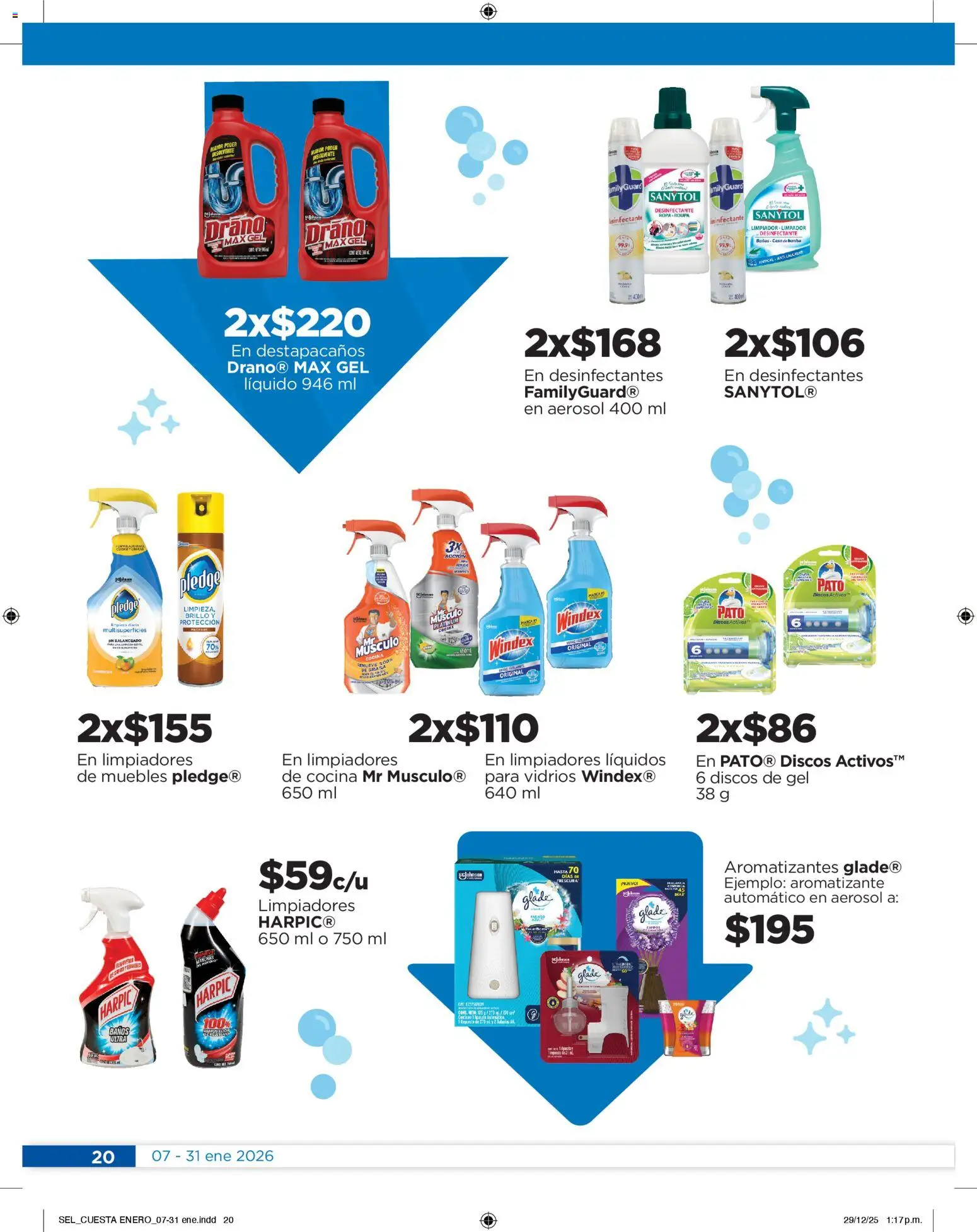 Nuevas ofertas de Chedraui válidas en toda la República Mexicana desde el 07.01.2026. ¡Encuentra las mejores ofertas en Chedraui folleto Llevarte más cuesta menos! | Página: 20 | Productos: Brillo, Destapacaños, Desinfectante, Cocina