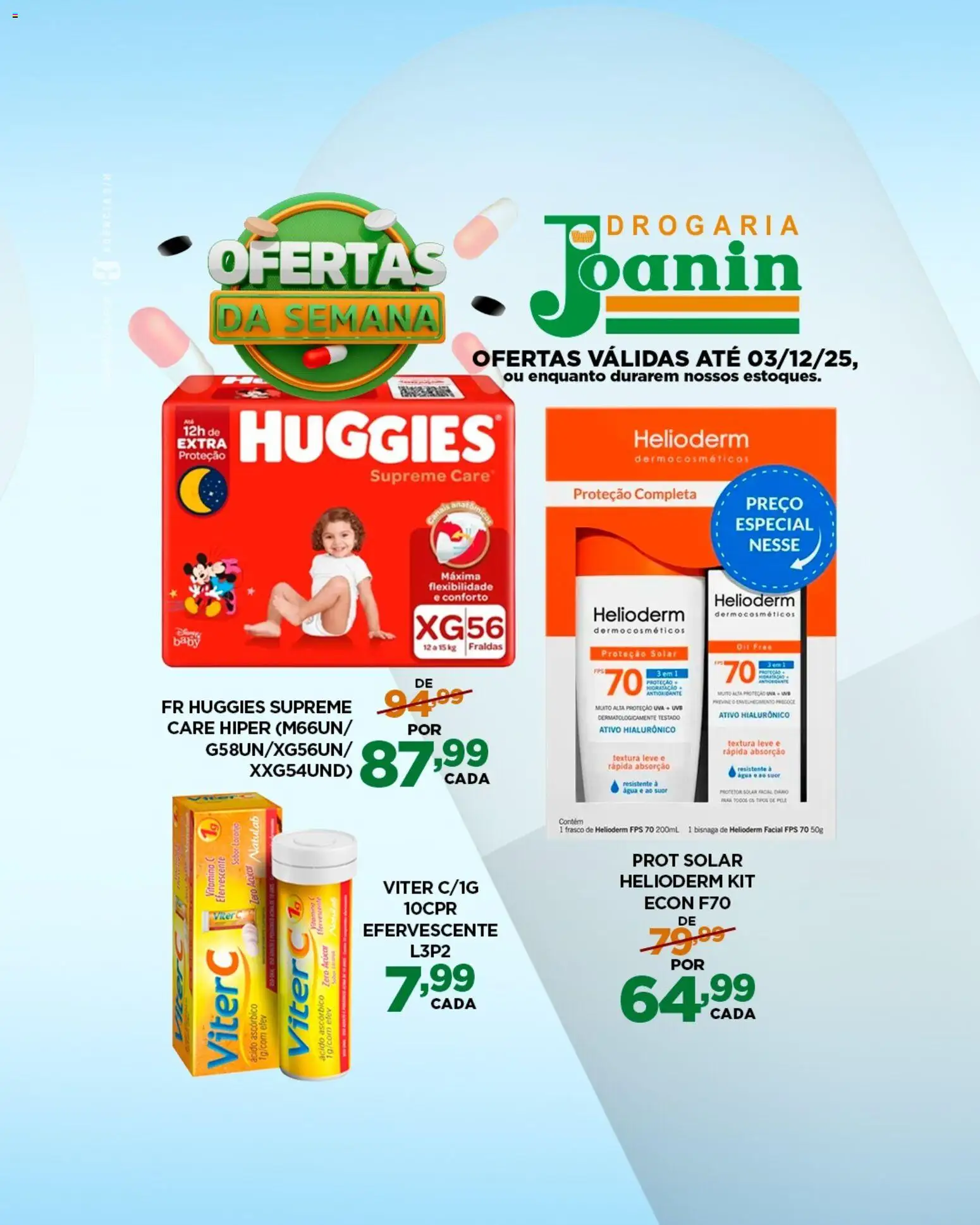 Supermercados Joanin Folheto - válido de 03.11.2025 | Página: 3 | Produtos: Protetor solar, Açúcar, Vitamina c, Protetor solar facial