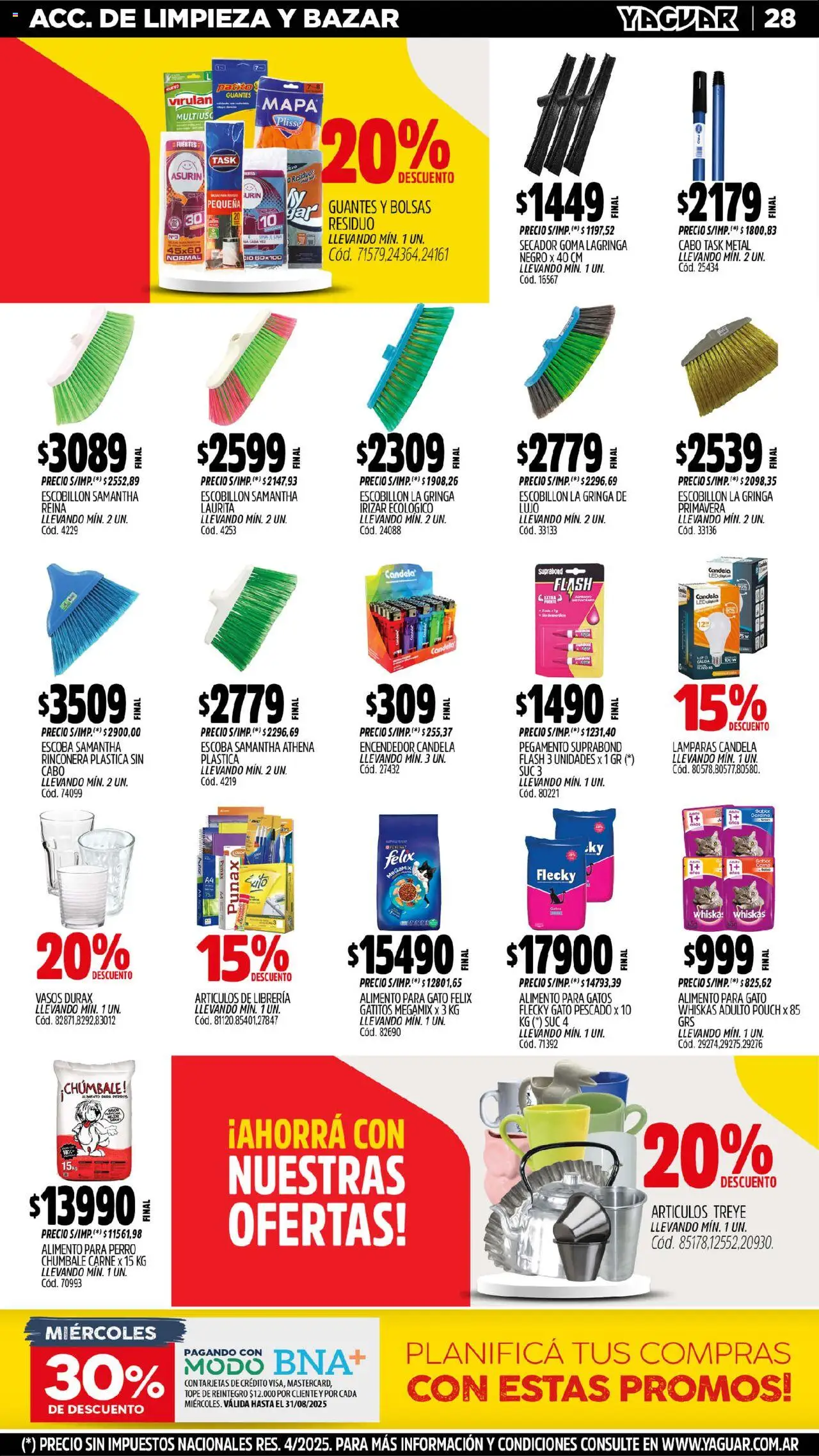 Yaguar catálogo │ válido desde el 18.08.2025 | Página: 28 | Productos: Encendedor, Escobillon, Escoba, Vasos