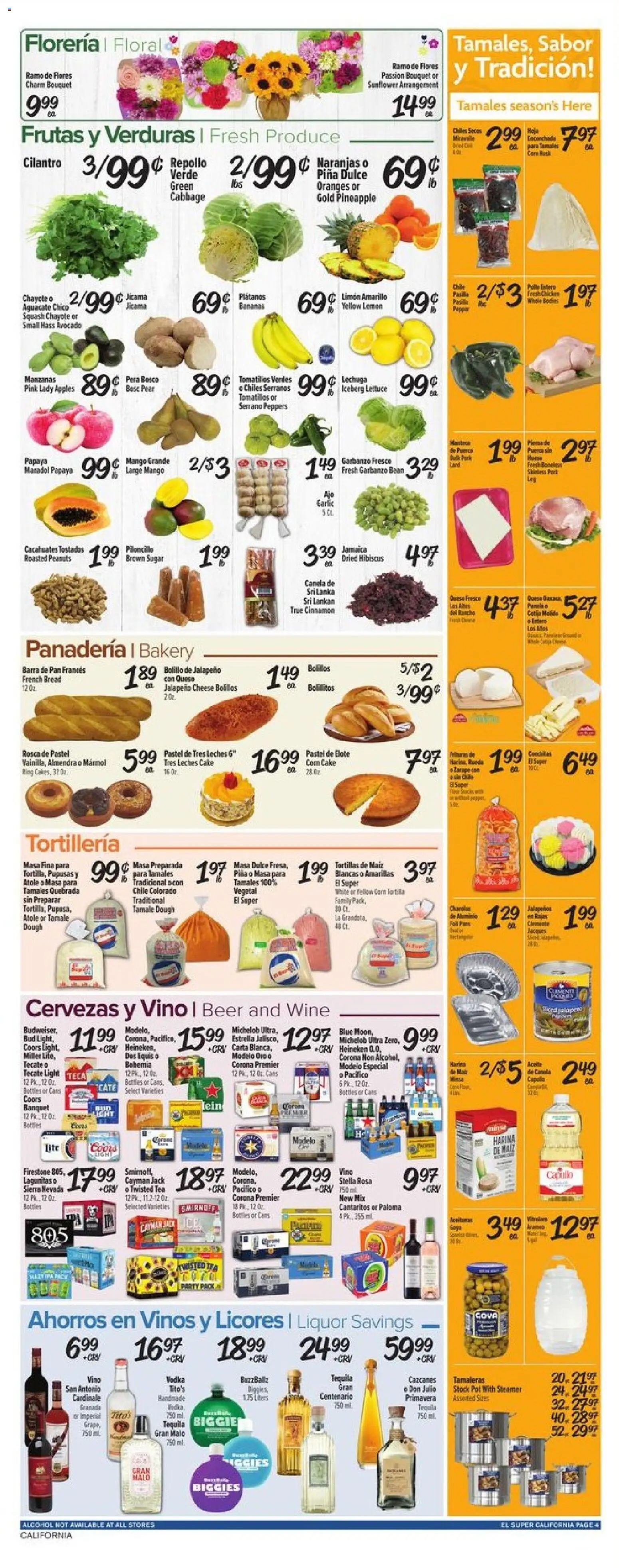 El Super Weekly Ad - CA - valid from 14.01.2026 | Page: 4 | Products: Squash, Tea, Pepper, Pear