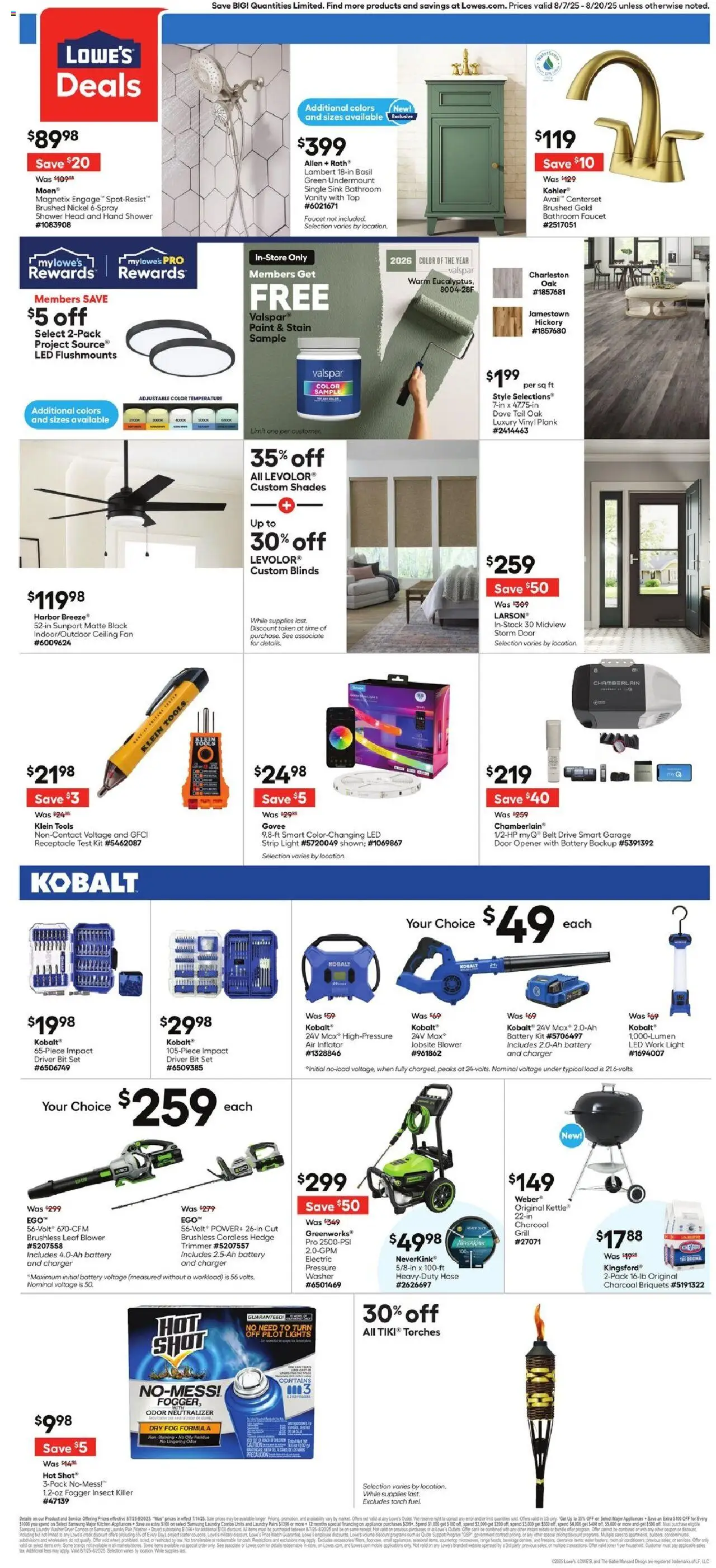 Lowe's Weekly Ad - valid from 07.08.2025 | Page: 2 | Products: Battery, Shower, Charger, Kettle