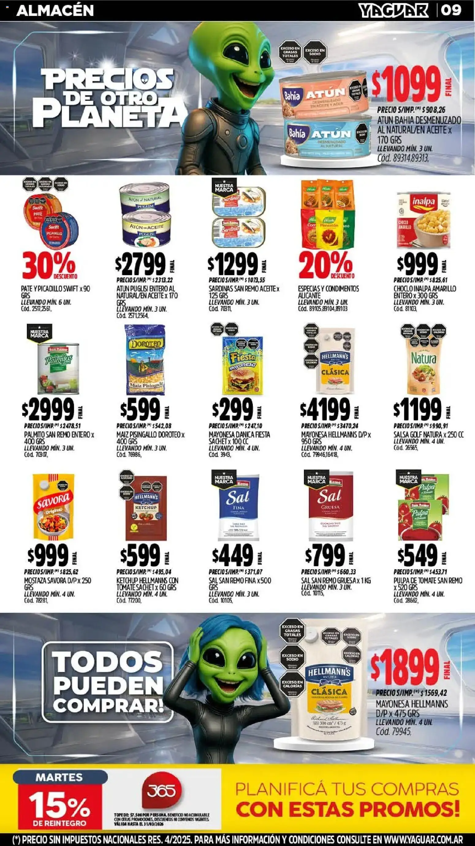 Yaguar - Oferta Semanal Neuquen │ válido desde el 02.03.2026 | Página: 9 | Productos: Choclo, Aceite, Sal, Picadillo