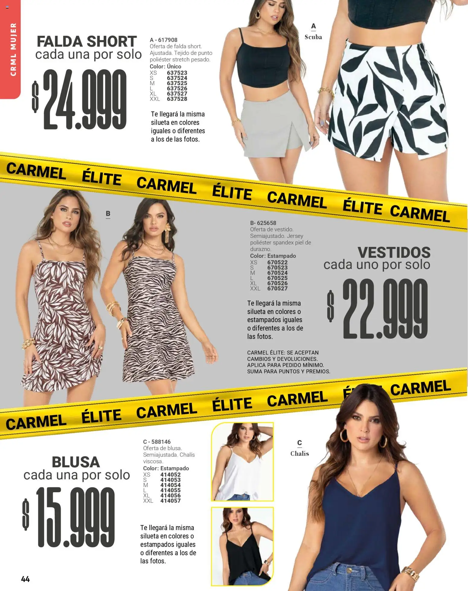 Carmel revista - valida desde el 01.02.2026 | Página: 44 | Productos: Té, Falda, Short, Blusa