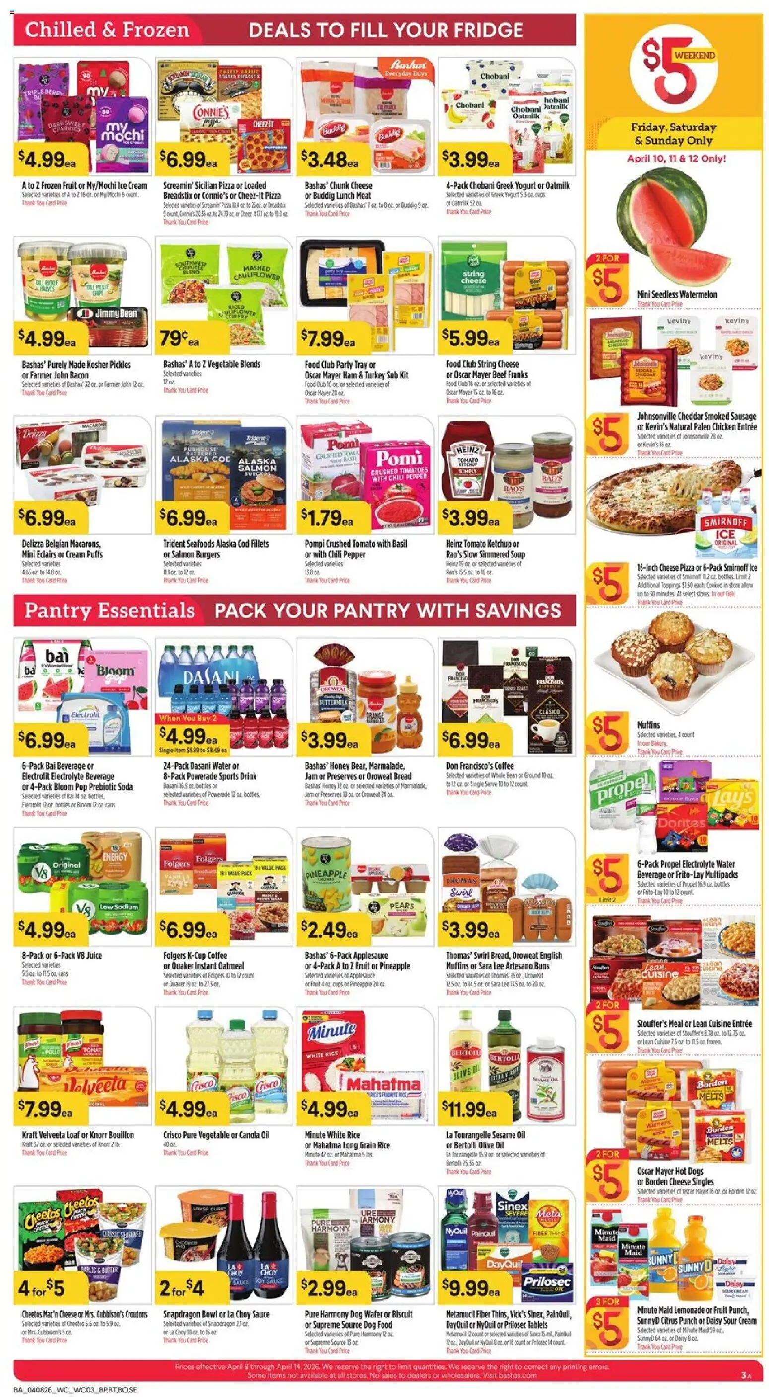 Basha's Weekly Ad - valid from 08.04.2026 | Page: 3 | Products: Pizza, Pepper, Watermelon, Cauliflower