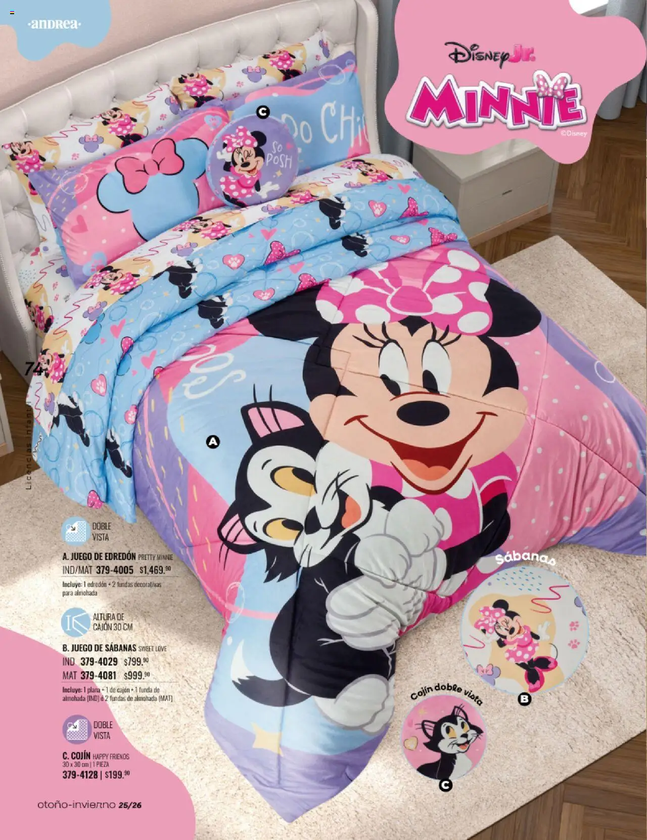 Nuevas ofertas de Andrea válidas en toda la República Mexicana desde el 24.08.2025. ¡Encuentra las mejores ofertas en Andrea - Catálogo Home - Otoño / Invierno! | Página: 74 | Productos: Juego, Funda, Almohada, Sabanas