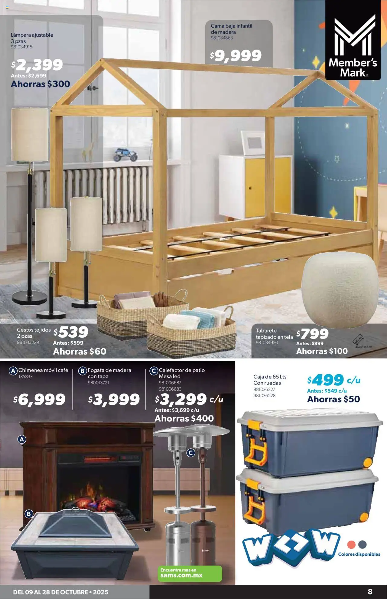 Nuevas ofertas de Sam's Club válidas en toda la República Mexicana desde el 09.10.2025. ¡Encuentra las mejores ofertas en Sam's Club - Catálogo! | Página: 7 | Productos: Movil, Cama, Mesa, Calefactor