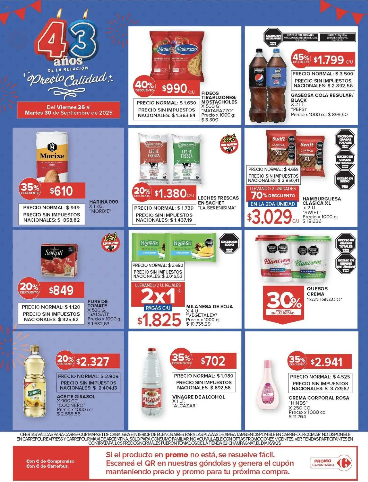 Carrefour Market catálogo │ válido desde el 26.09.2025 | Página: 11 | Productos: Aceite, Leche, Fideos, Crema