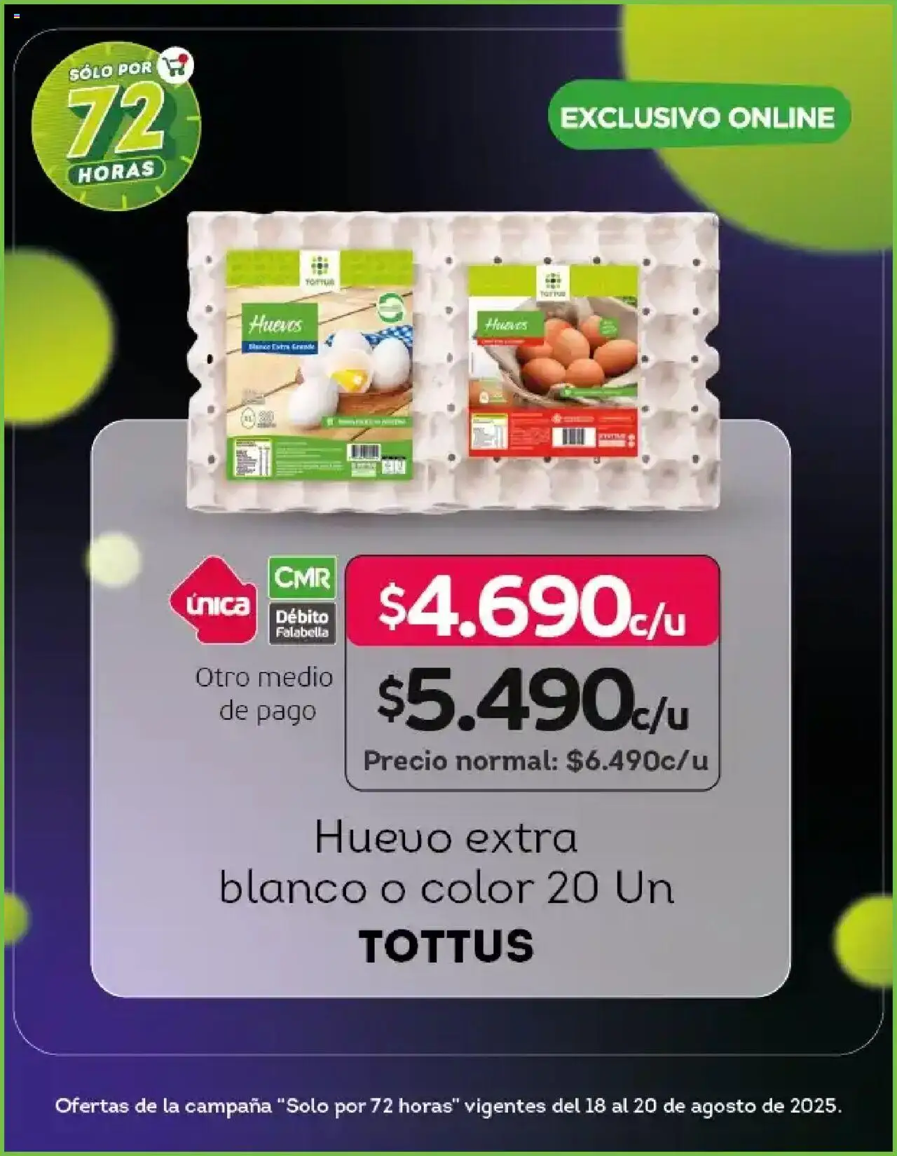 Tottus ofertas  │ válido desde el 18.08.2025 | Página: 4 | Productos: Huevo, Campana, Huevos