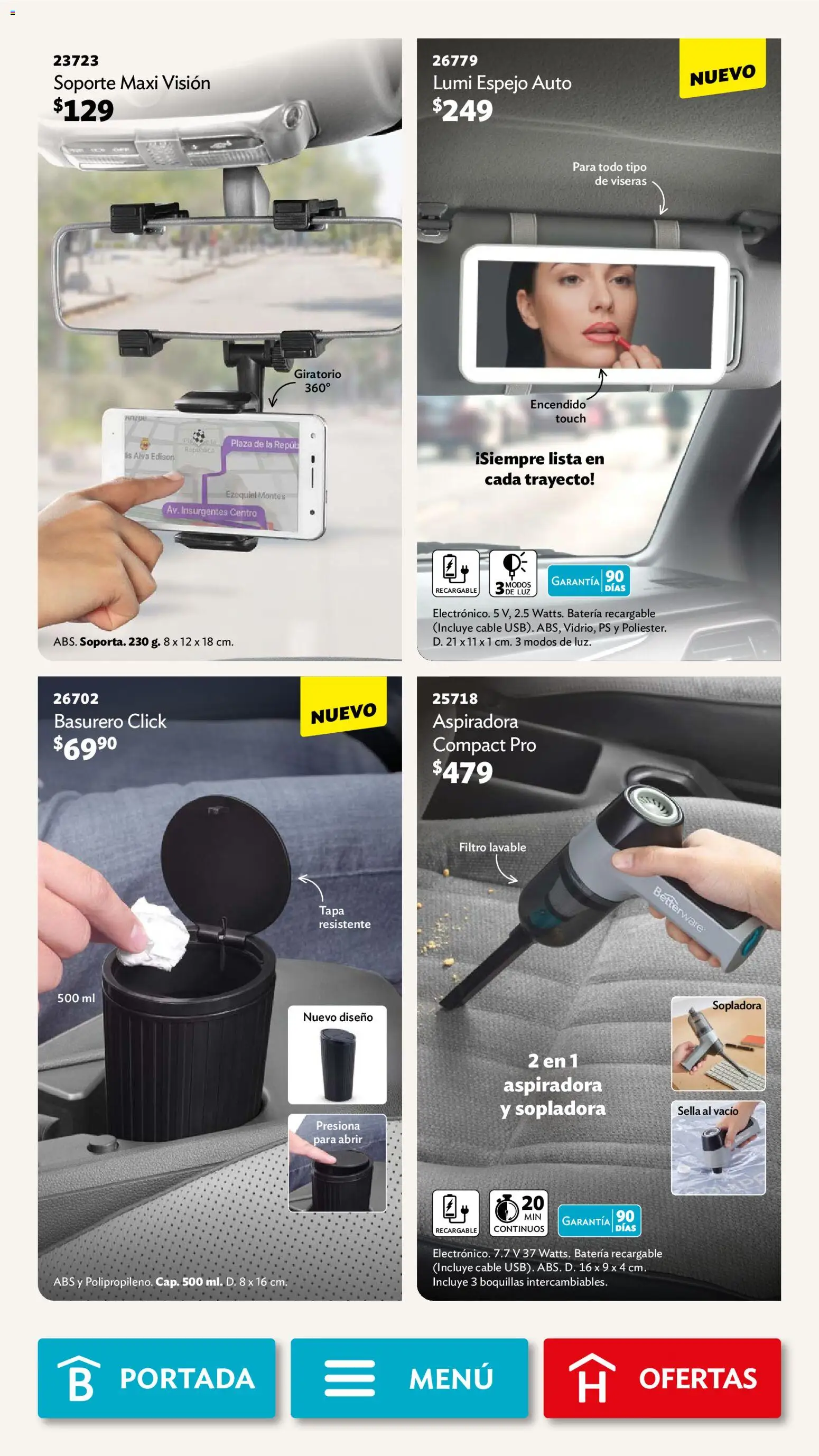 Nuevas ofertas de Betterware válidas en toda la República Mexicana desde el 04.05.2026. ¡Encuentra las mejores ofertas en Betterware campaña 5 2026! | Página: 104 | Productos: Cable, Aspiradora, Batería, Espejo