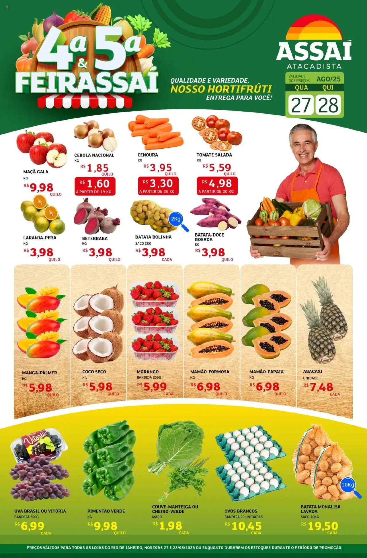 Assaí Atacadista Folheto - válido de 27.08.2025 | Página: 1 | Produtos: Cebola, Pimentão, Salada, Bandeja
