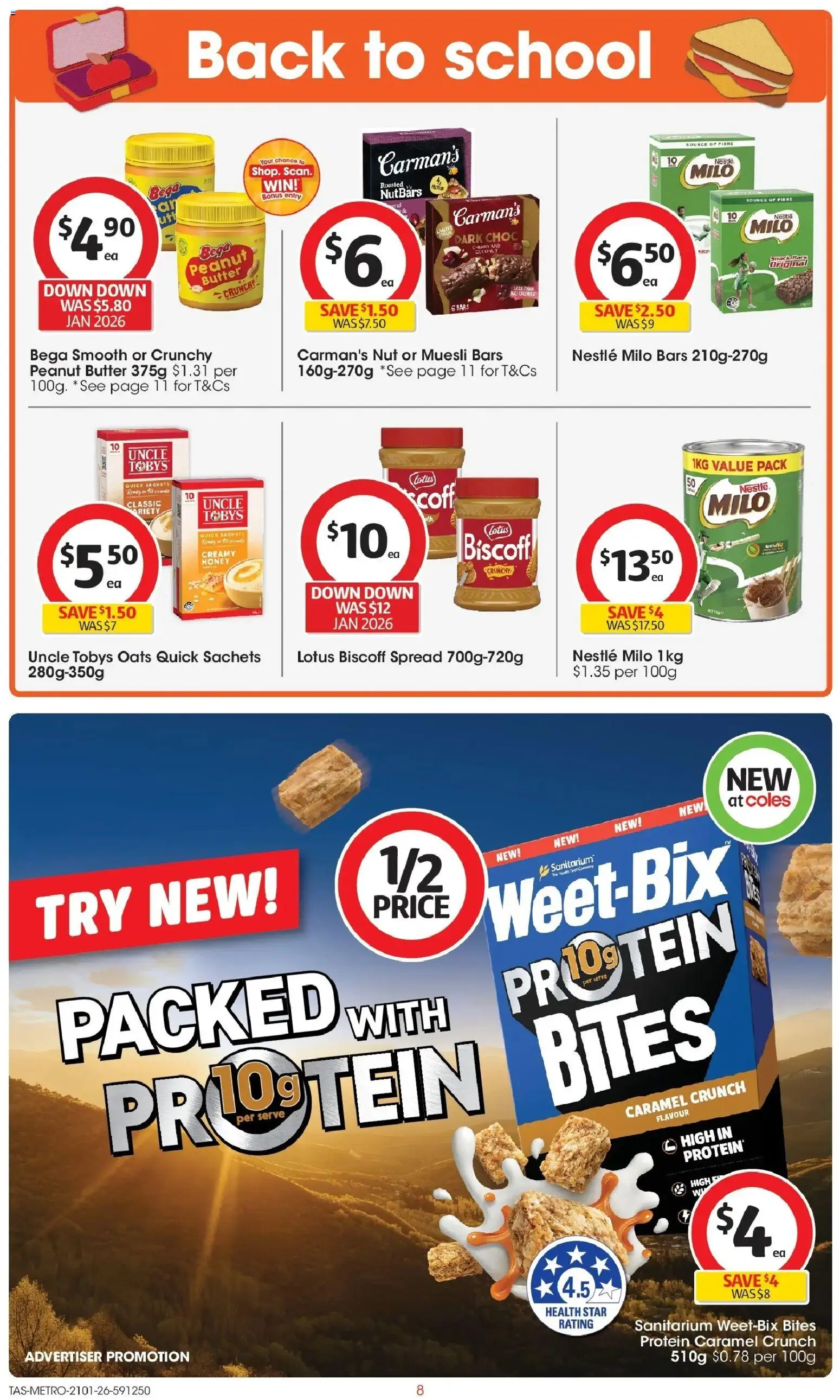 Coles catalogue - valid from 21.01.2026 | Page: 8 | Products: Butter, Honey, Oats, Cream
