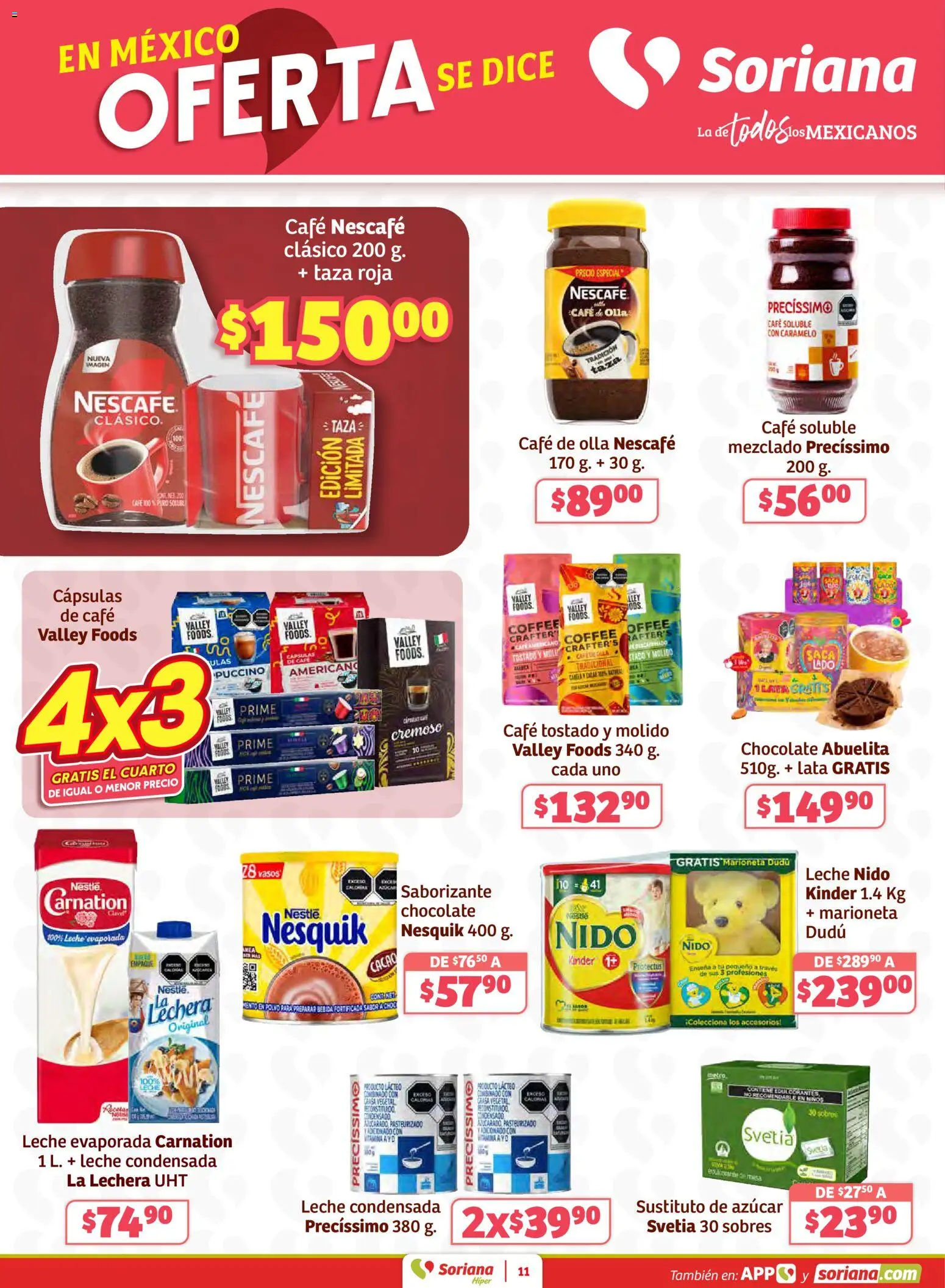 Nuevas ofertas de Soriana válidas en toda la República Mexicana desde el 02.01.2026. ¡Encuentra las mejores ofertas en Soriana - Preciazazaso Híper: Frontera Chih, Coah, Tamaulipas! | Página: 11 | Productos: Leche, Chocolate, Vasos, Polvo