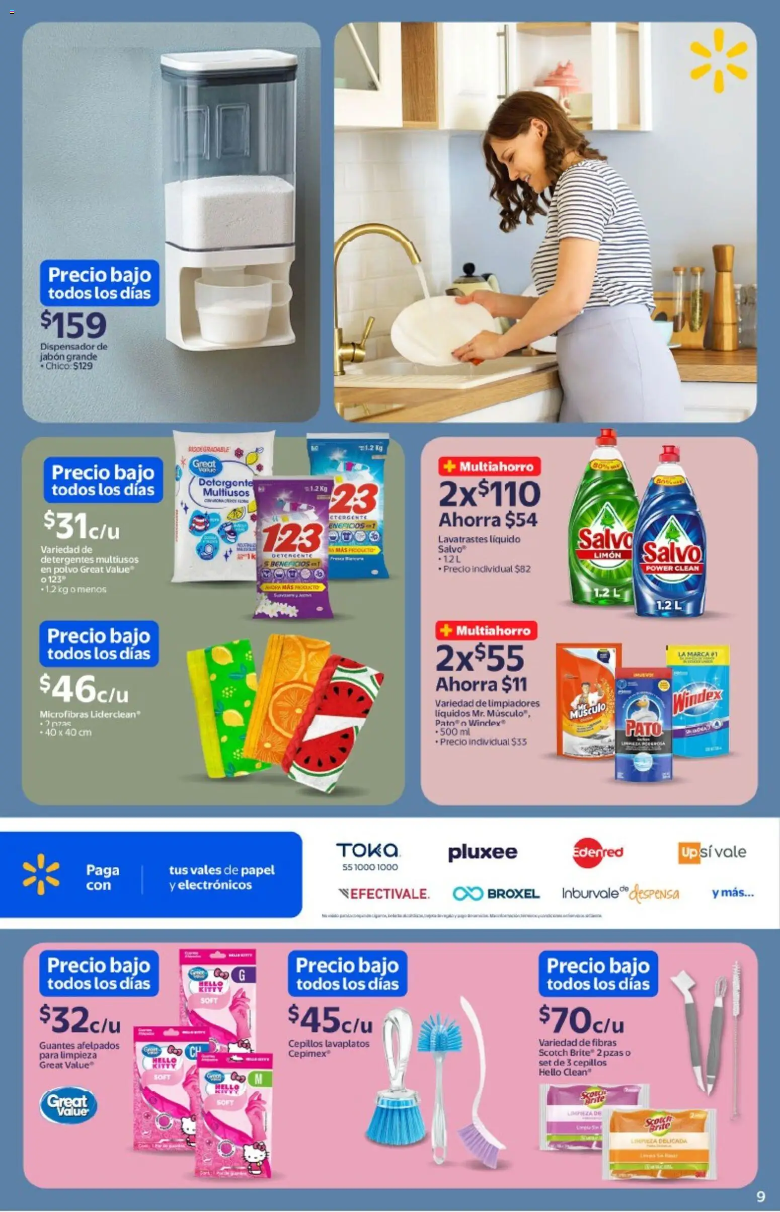 Nuevas ofertas de Walmart válidas en toda la República Mexicana desde el 26.12.2025. ¡Encuentra las mejores ofertas en Walmart catálogo La paz de un hogar limpio y ordenado ! | Página: 9 | Productos: Detergente, Guantes, Despensa, Polvo