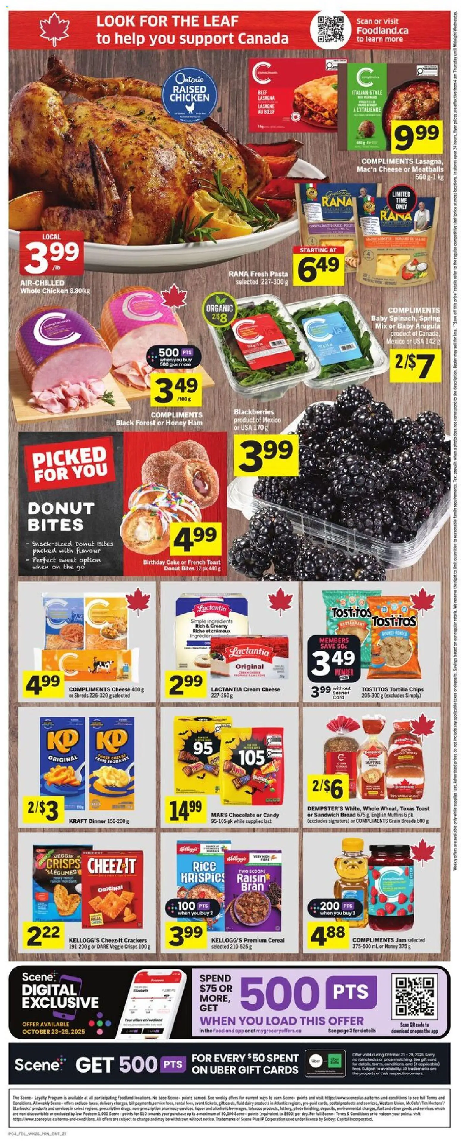 Foodland flyer valid from 23.10.2025 | Page: 2 | Products: Pasta, Chips, Chocolate, Chicken