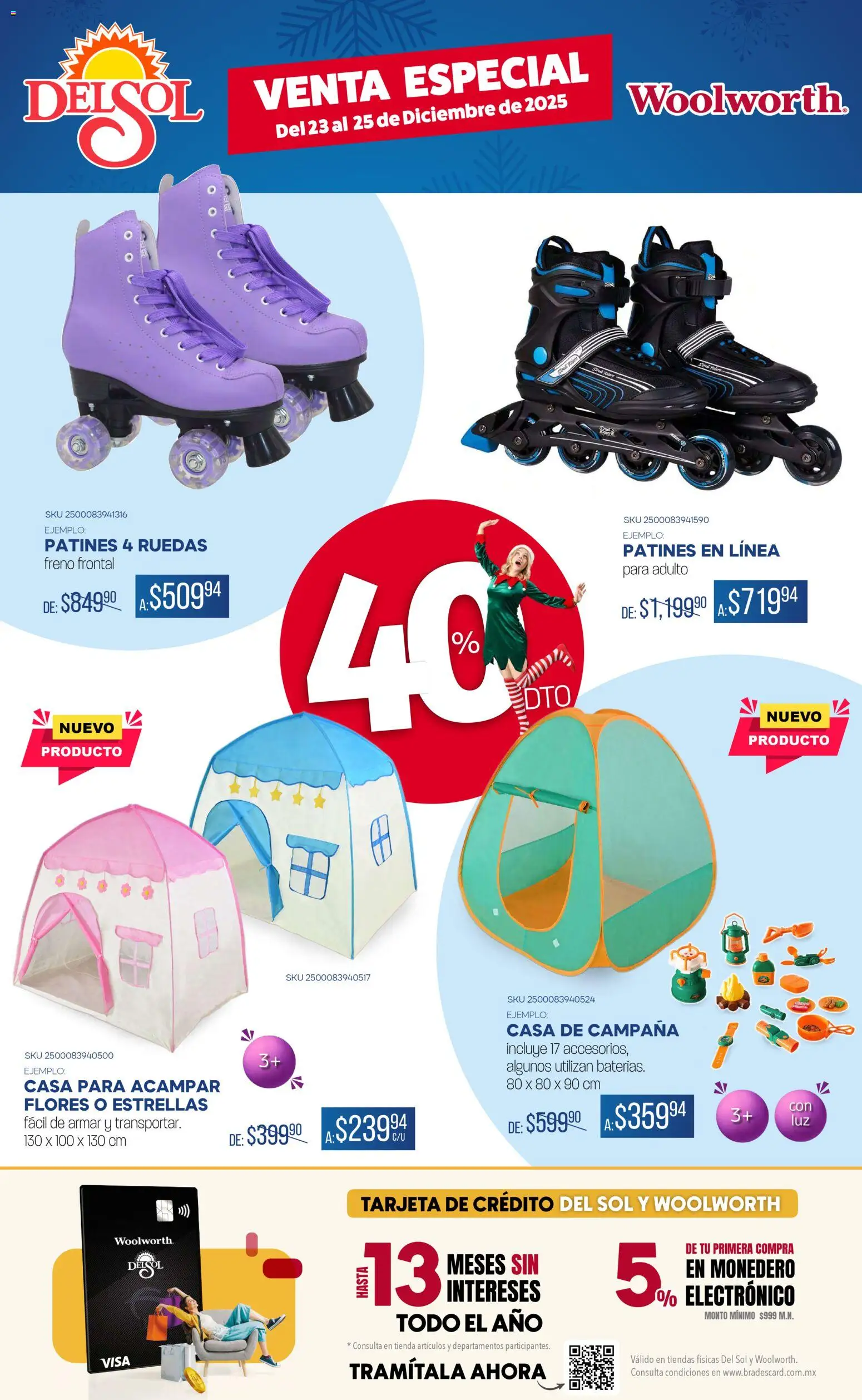 Nuevas ofertas de Del Sol y Woolworth válidas en toda la República Mexicana desde el 23.12.2025. ¡Encuentra las mejores ofertas en Del Sol y Woolworth catálogo Venta Especial de Navidad 3! | Página: 3 | Productos: Monedero, Campana