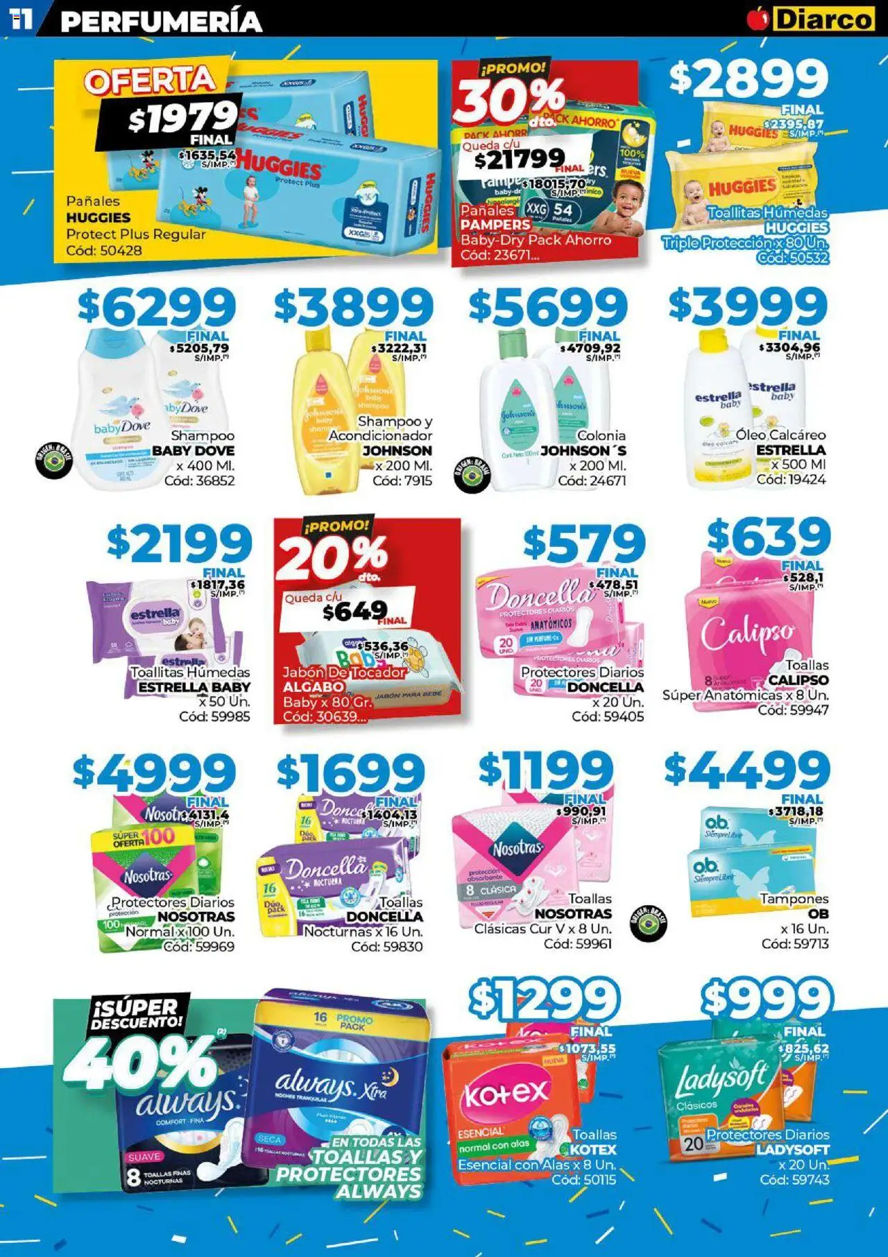 Diarco ofertas │ válido desde el 09.06.2025 | Página: 11 | Productos: Tampones, Toallas, Toallitas húmedas, Pañales
