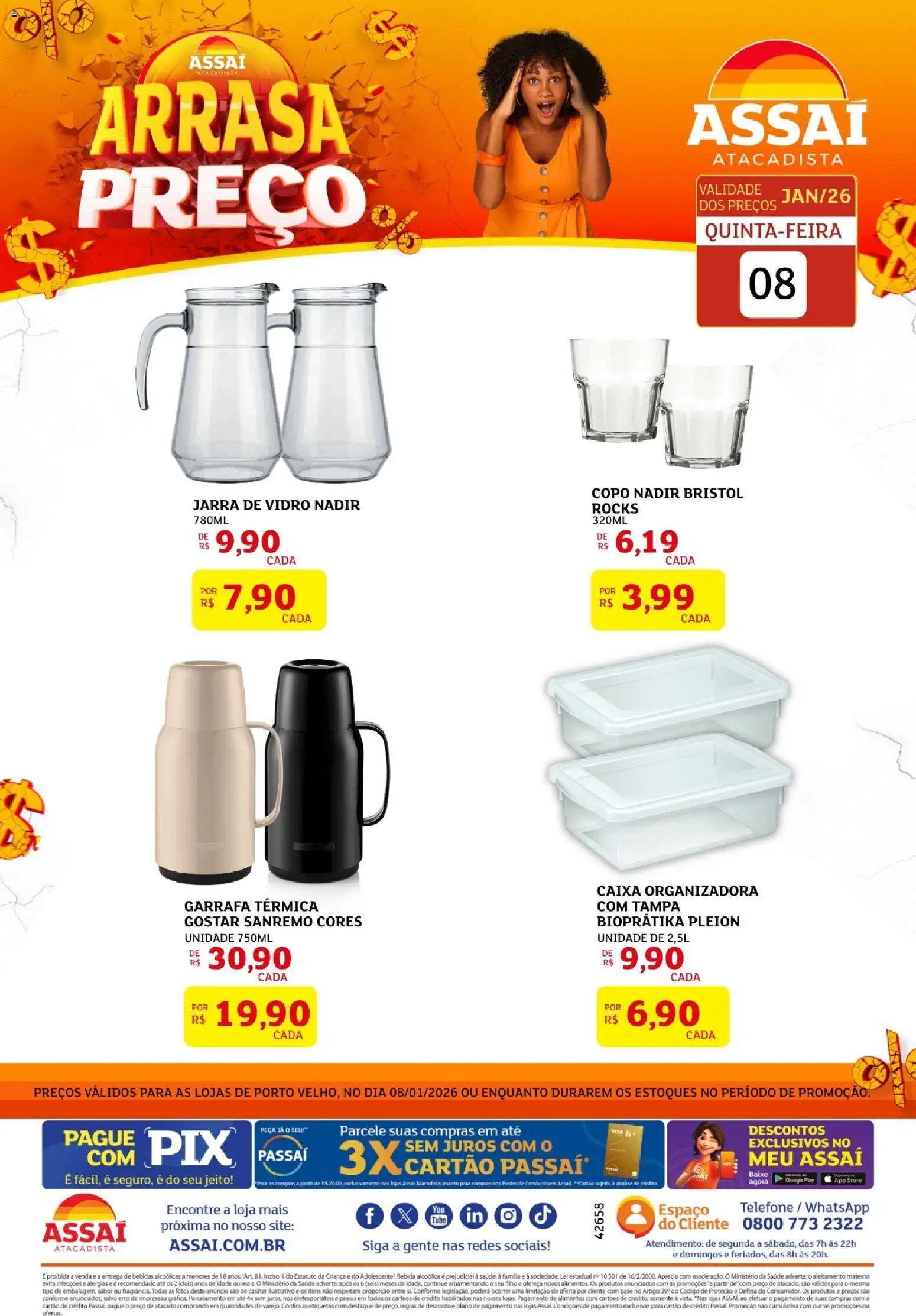 Assaí Atacadista Folheto - válido de 31.01.2026 | Página: 1 | Produtos: Caixa, Pneus, Bebida, Jarra