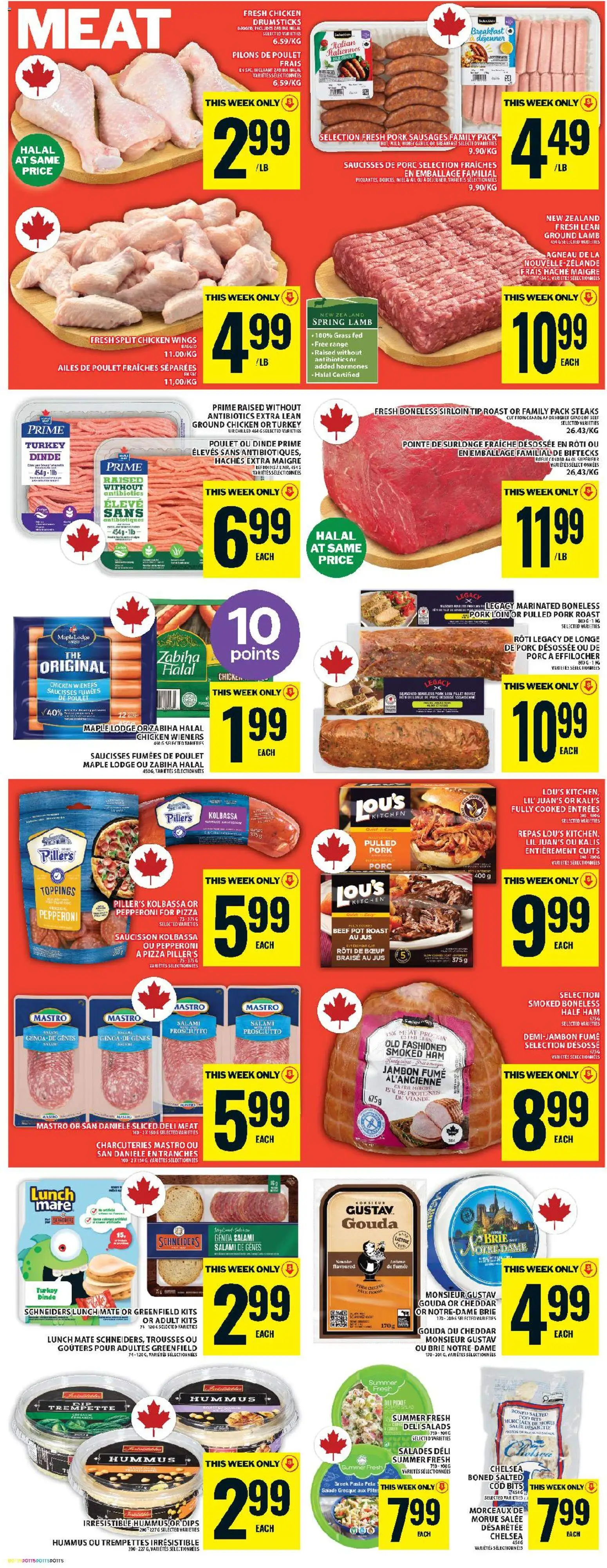 Food Basics flyer valid from 04.12.2025 | Page: 8 | Products: Turkey, Salami, Ham, Pork