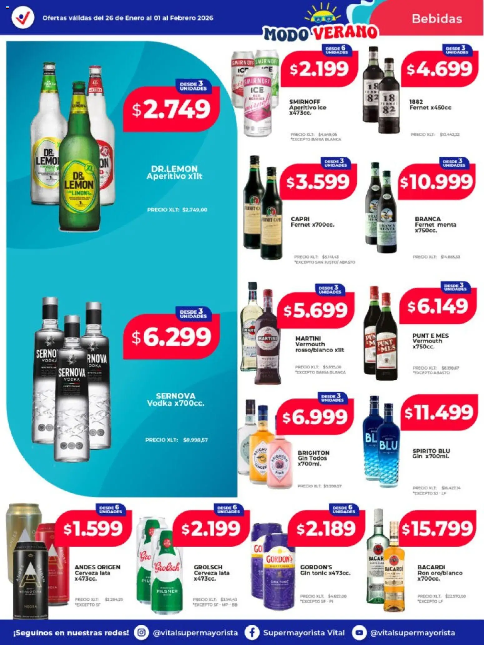 Vital - Ofertas - Santa Fe  │ válido desde el 26.01.2026 | Página: 16 | Productos: Vodka, Gin, Fernet, Cerveza