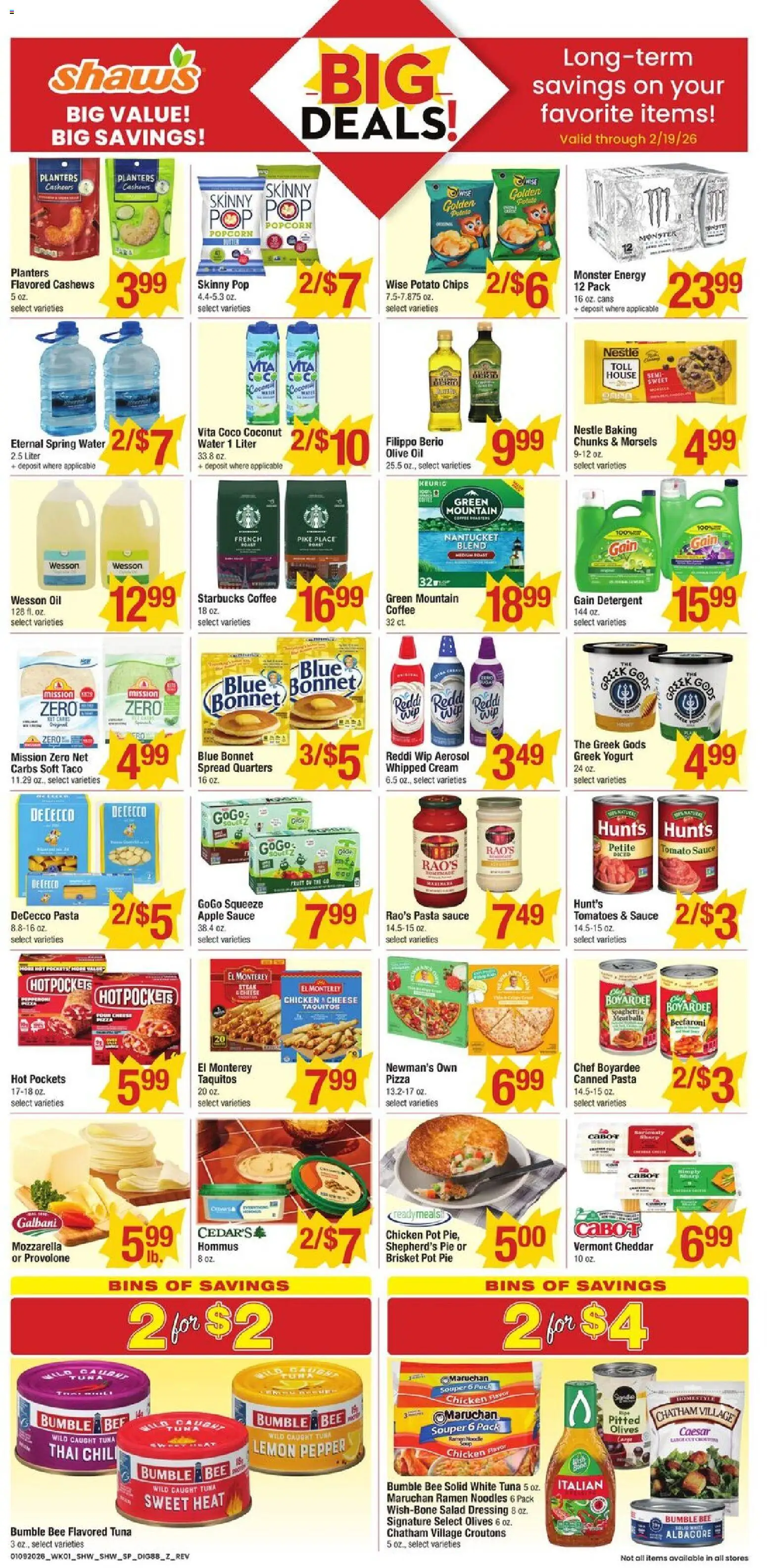 Shaw's Weekly Ad - NH - valid from 09.01.2026 | Page: 6 | Products: Coffee, Pizza, Noodles, Salad
