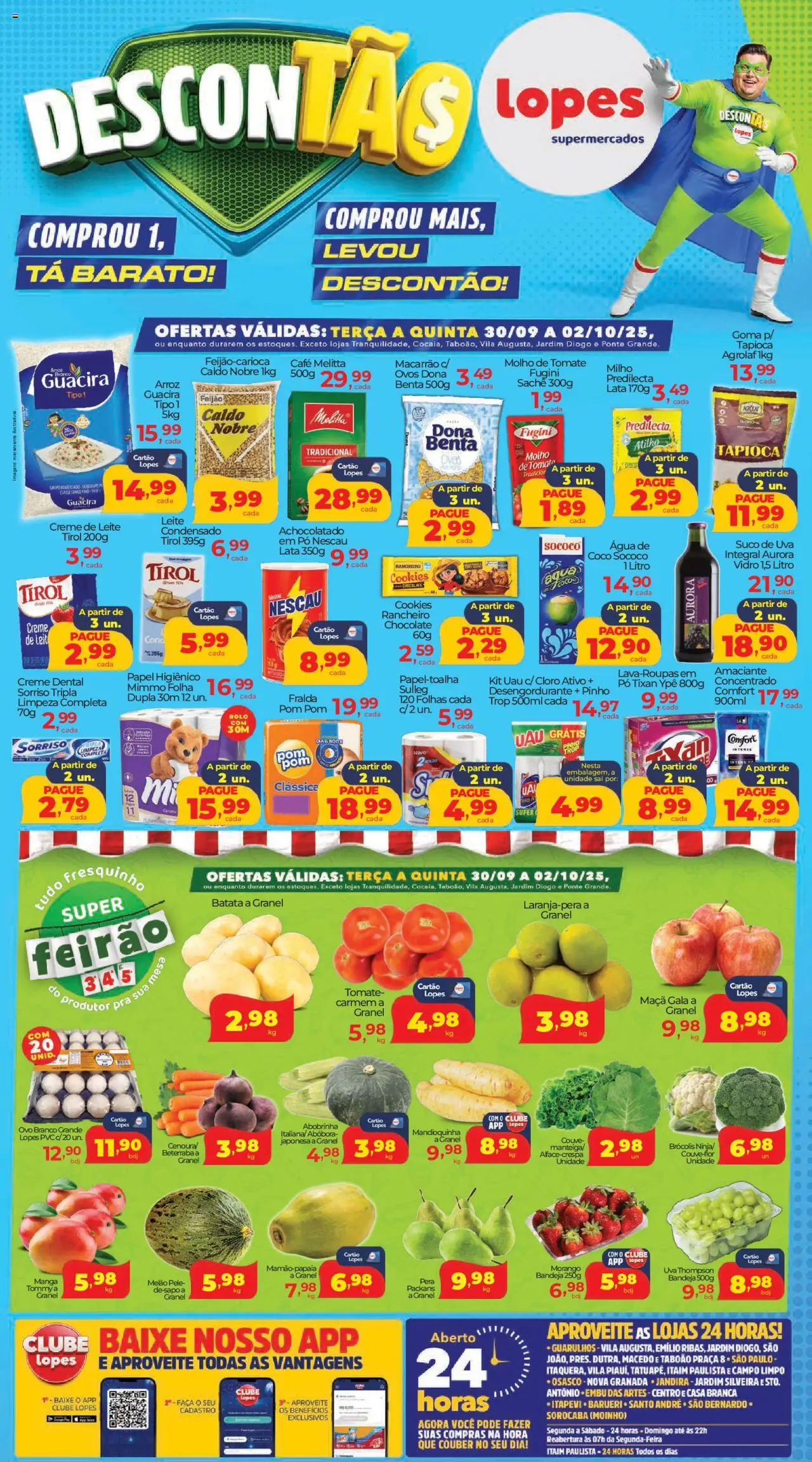 Lopes Supermercados Folheto - válido de 30.09.2025 | Página: 1 | Produtos: Abóbora, Beterraba, Mandioquinha, Creme de leite