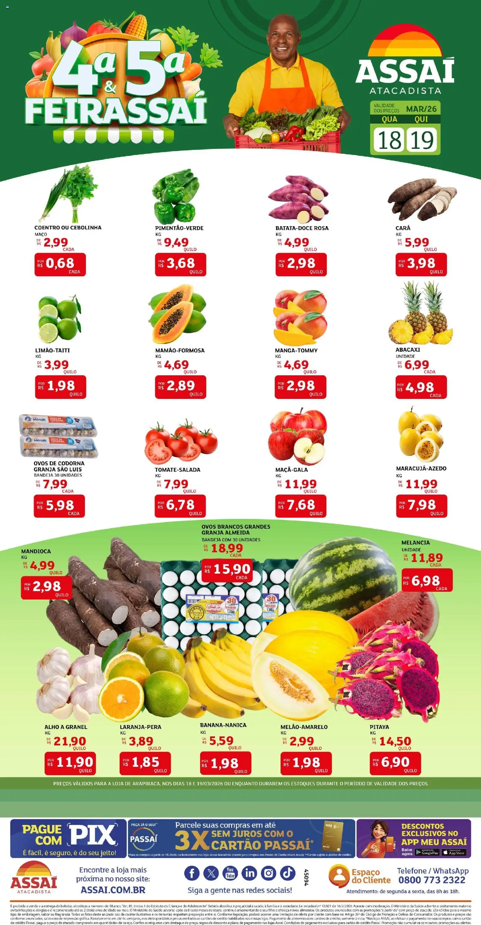 Assaí Atacadista Folheto - válido de 18.03.2026 | Página: 1 | Produtos: Pneus, Bandeja, Telefone, Ovos de codorna