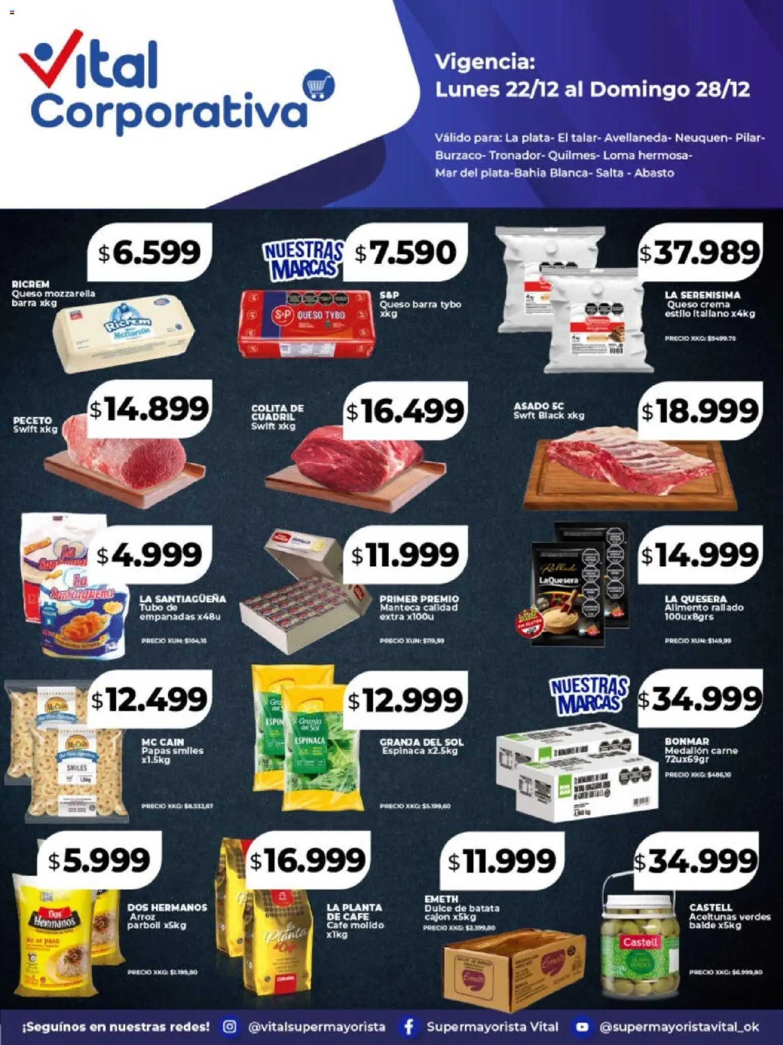 Vital - Especial Vital Corporativa │ válido desde el 22.12.2025 | Página: 1 | Productos: Queso crema, Queso, Espinaca, Crema